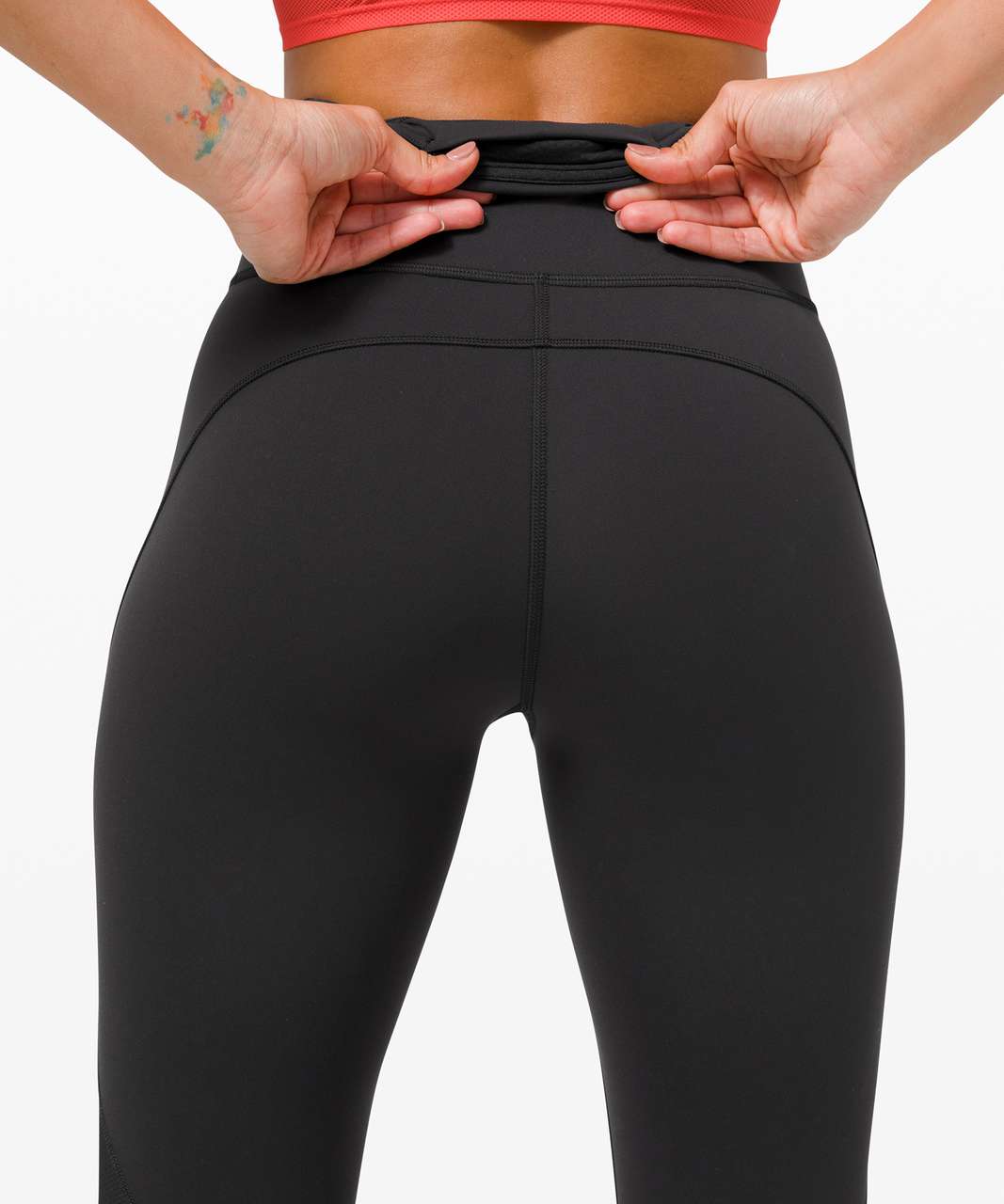 Lululemon uncovered strength 23” nulux mesh panels black leggings 2 running  tights, Women's Fashion, Activewear on Carousell