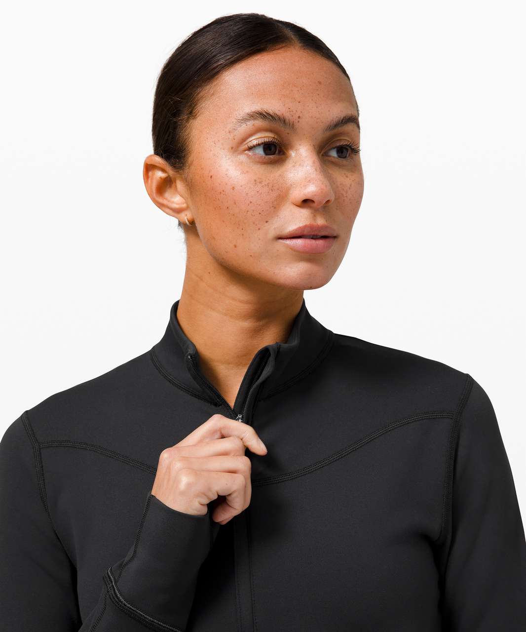 Lululemon Rulu Running Cropped 1/2 Zip - Black