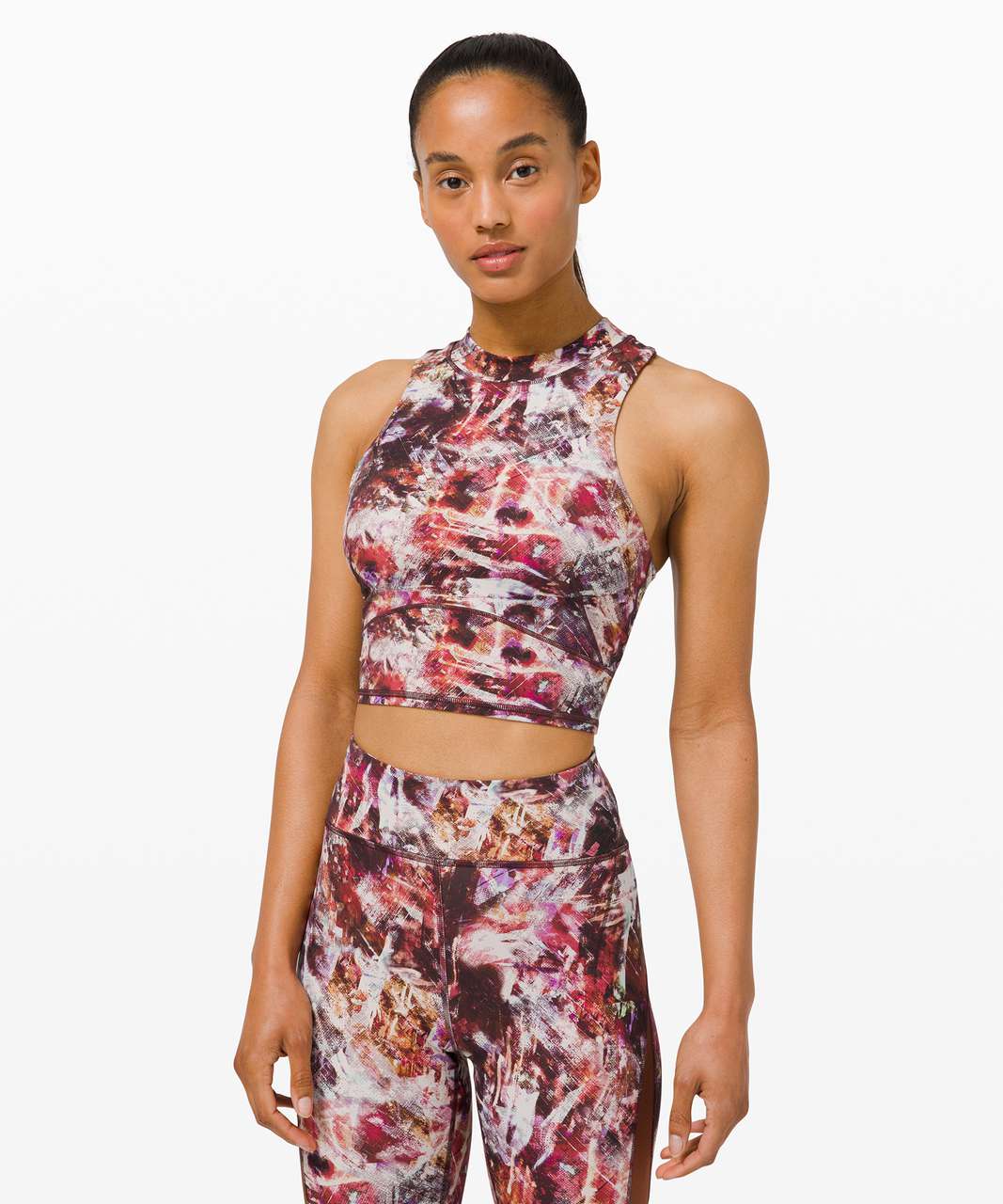 Lululemon Everlux and Mesh Cropped Tank - Urbantricity Multi / Dark Terracotta