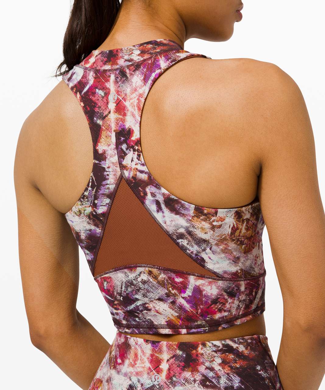 Lululemon Everlux and Mesh Cropped Tank - Urbantricity Multi / Dark  Terracotta - lulu fanatics