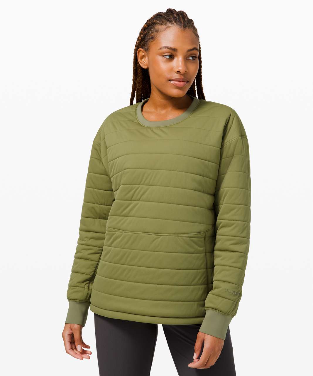 Lululemon Women's Size 12 Dynamic Movement CrewNeck Puffer Shirt Bronze  Green