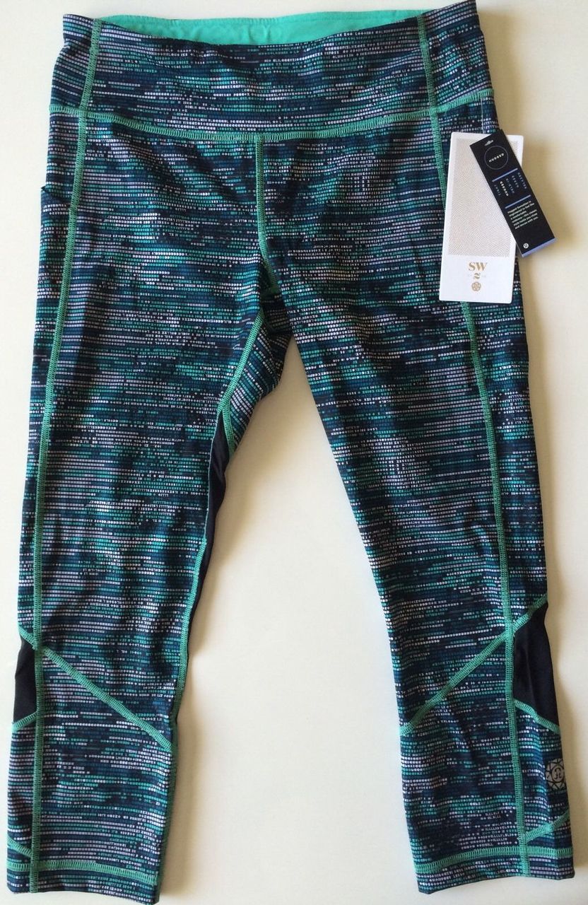 Lululemon Pace Rival Crop - 2016 Seawheeze - ASCII Bali Breeze Tofino Teal / Tofino Teal