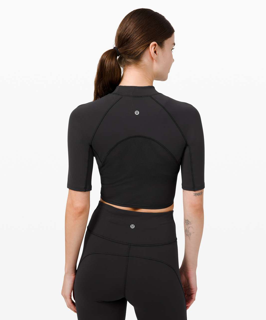 Lululemon Everlux and Mesh Cropped Short Sleeve - Black - lulu