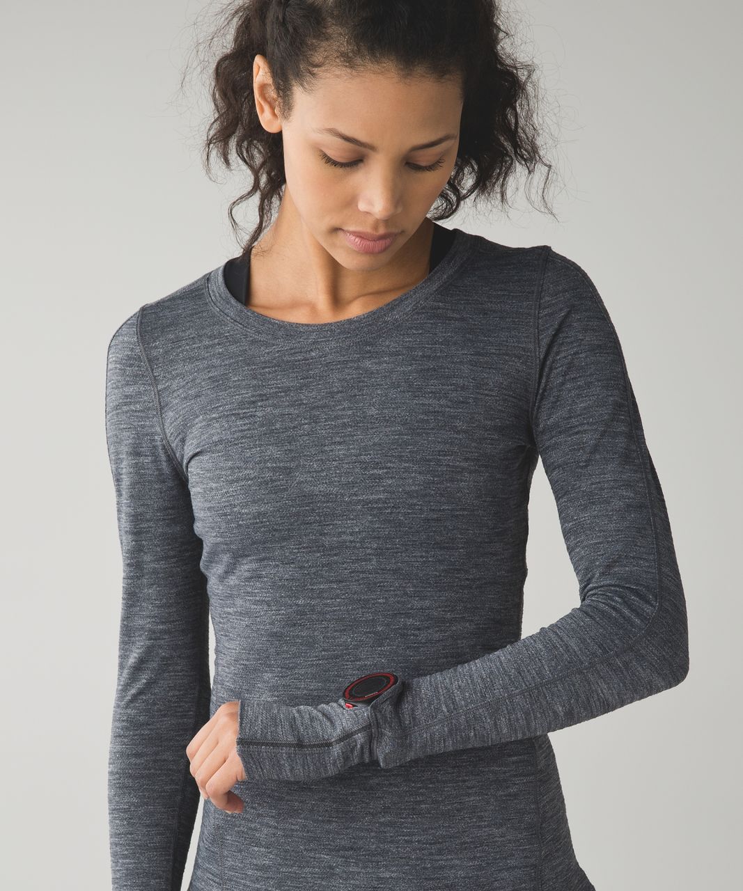 Lululemon 5 Mile Long Sleeve - Tiger Space Dye Dark Slate Black