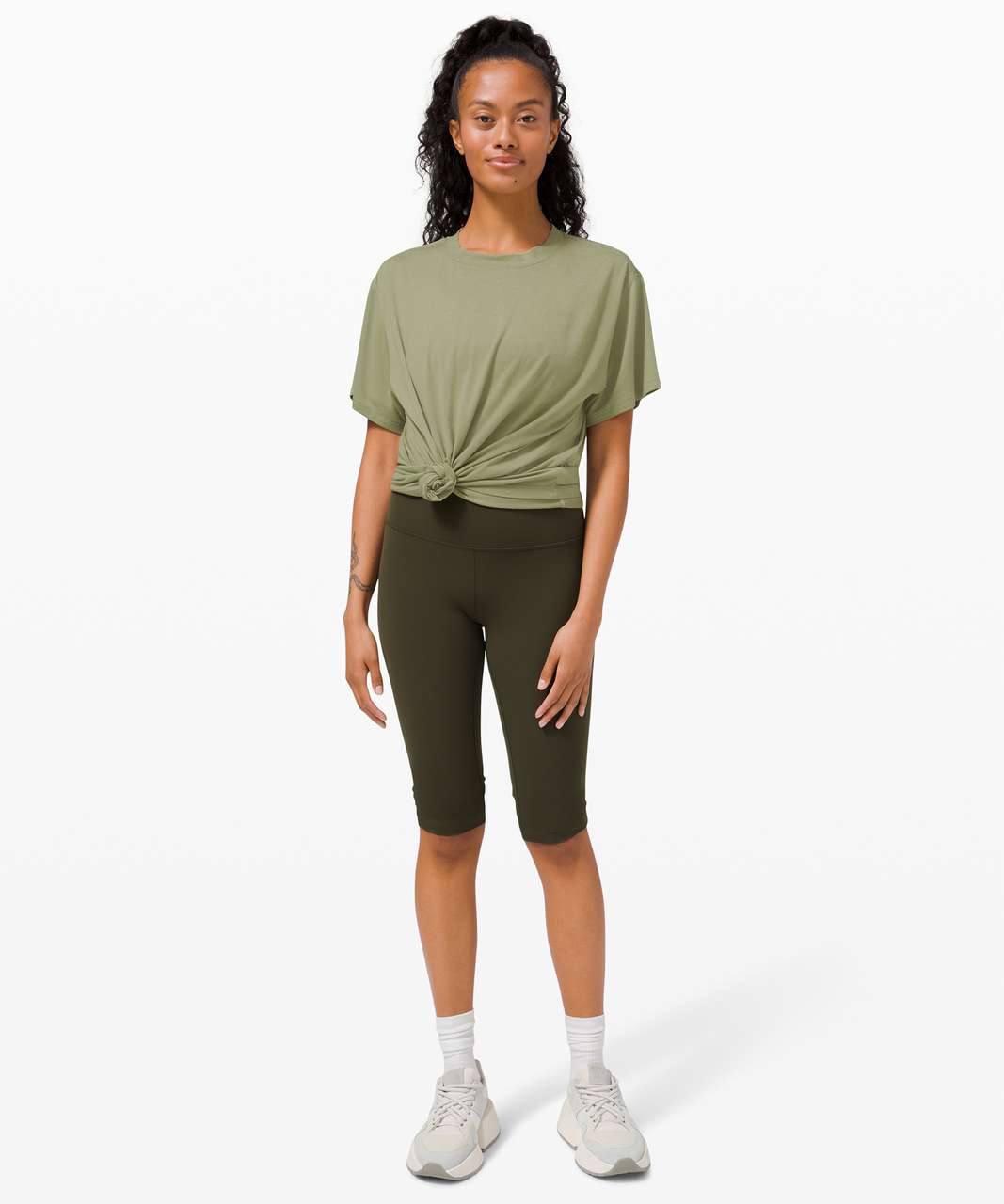 Lululemon All Yours Tee - Rosemary Green / White