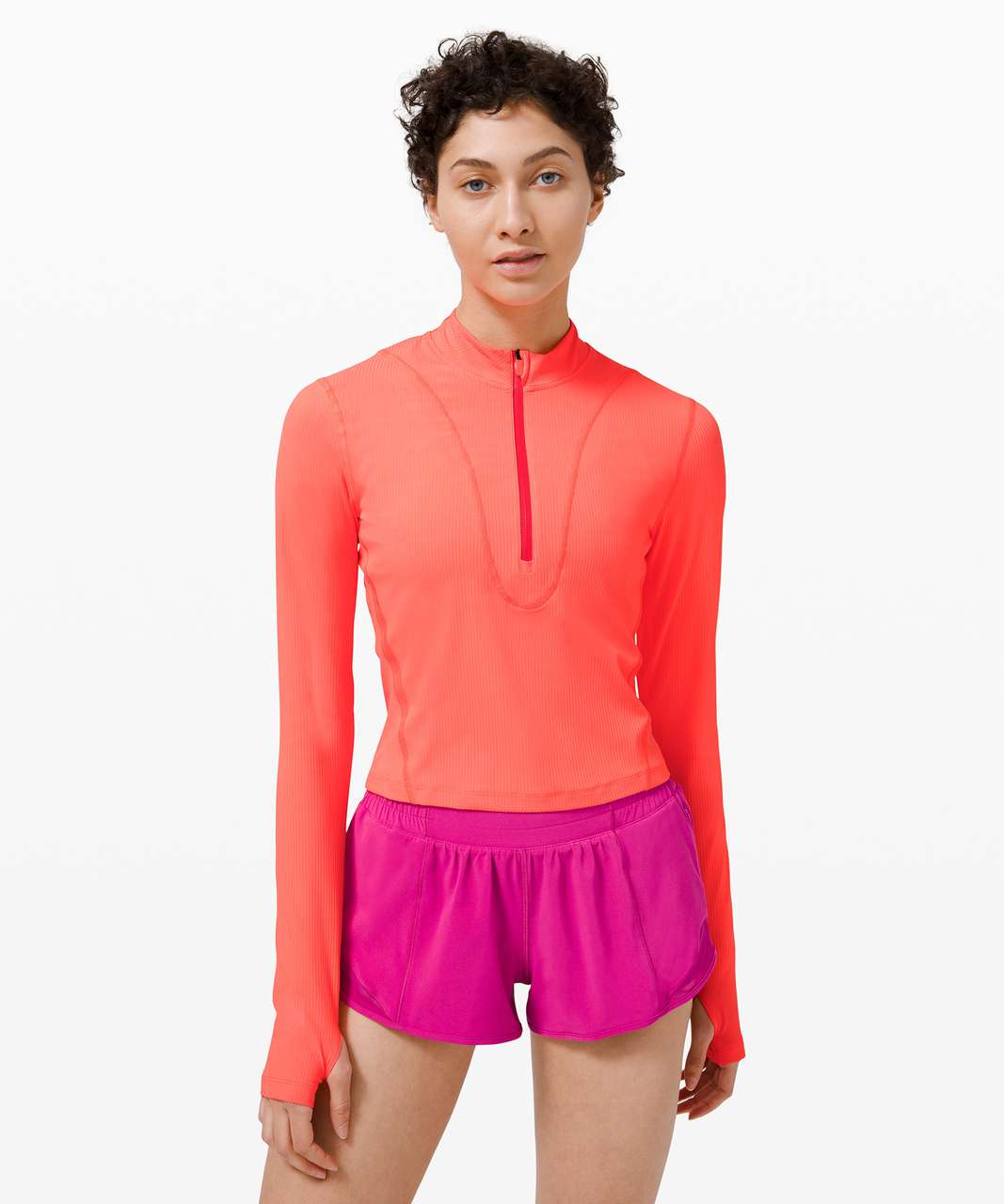 Lululemon Gloss Trim Run 1/2 Zip Long Sleeve - Sunset