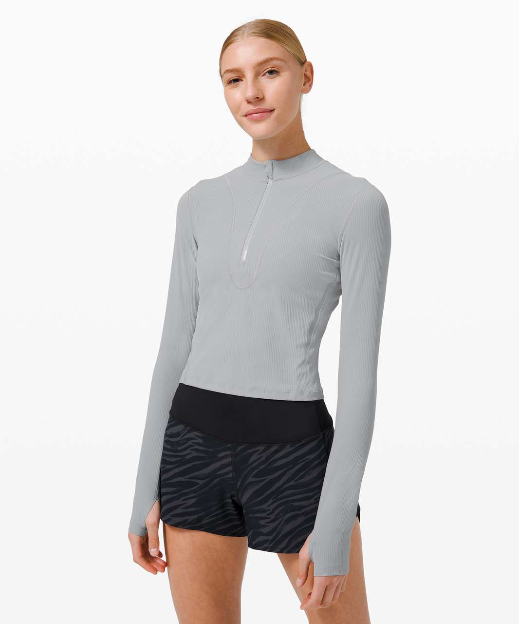 Lululemon Gloss Trim Run 1/2 Zip Long Sleeve - Rhino Grey