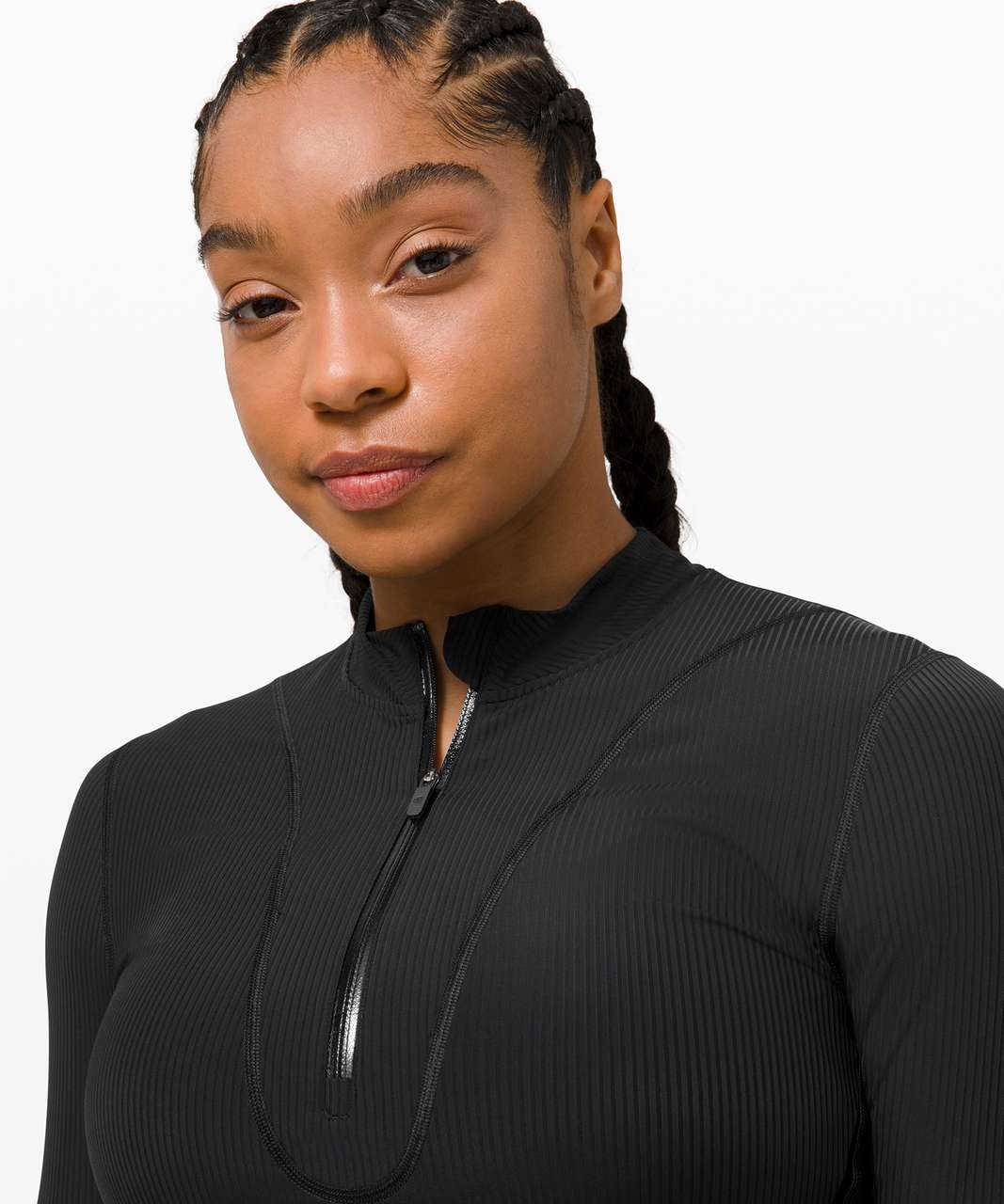 Lululemon Gloss Trim Run 1/2 Zip Long Sleeve - Black