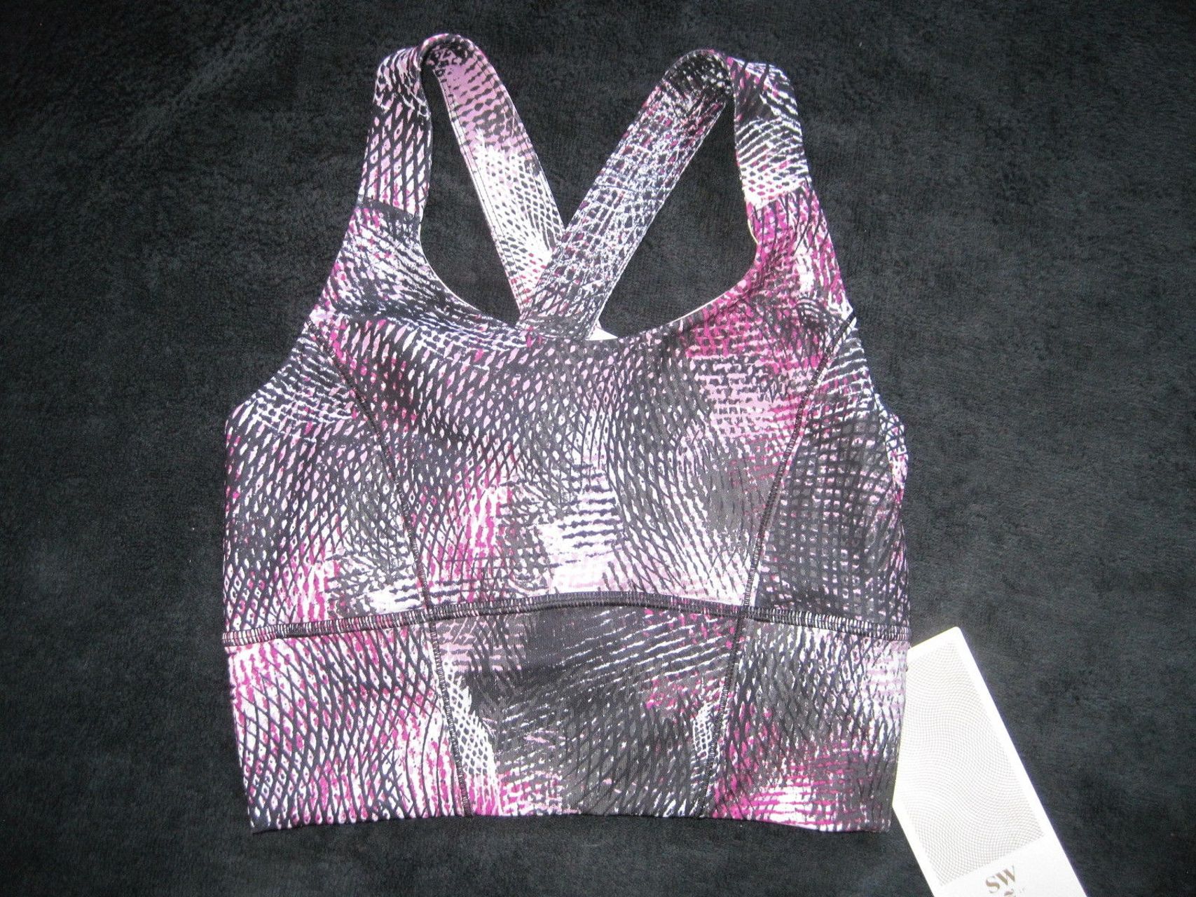 Lululemon Beat The Heat Bra - 2016 Seawheeze - Mo Money Light Up Lilac Black / Black