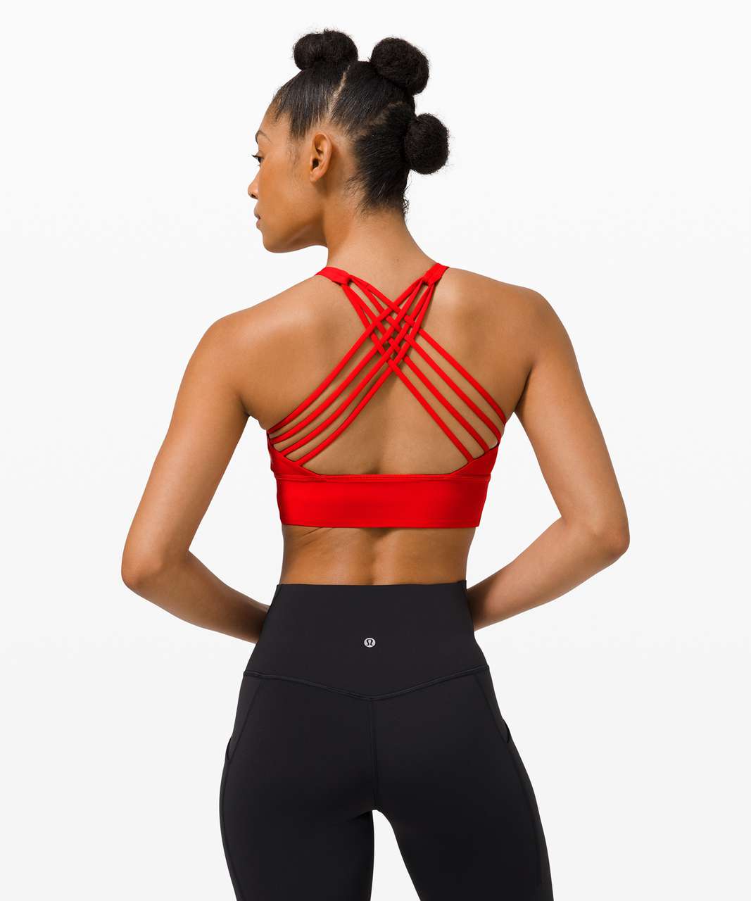 Today's gym outfit: like a cloud high- neck longline bra in black and  invigorate in red merlot : r/lululemon