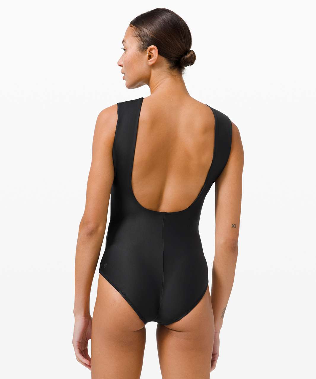 Women' Lululemon Waterside Square Neck One Piece Sz 10 Black - Helia Beer Co