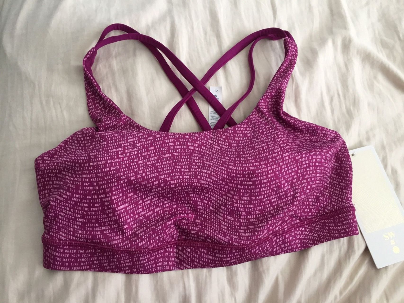 Lululemon Energy Bra - 2016 Seawheeze - Coded Manifesto Regal Plum White