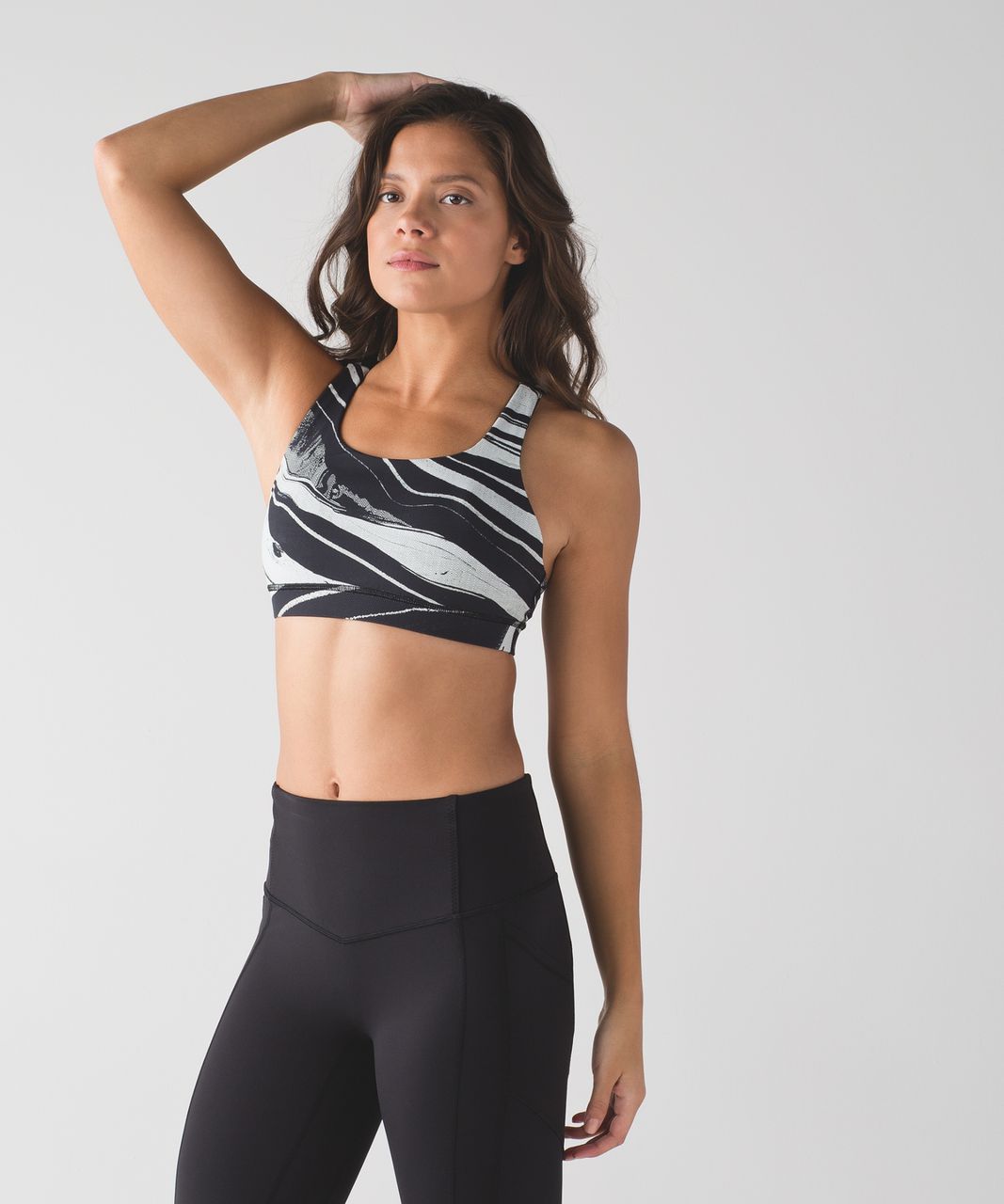 Lululemon Energy Bra (Nulux) - Marbled Mix Energy Bra White Black