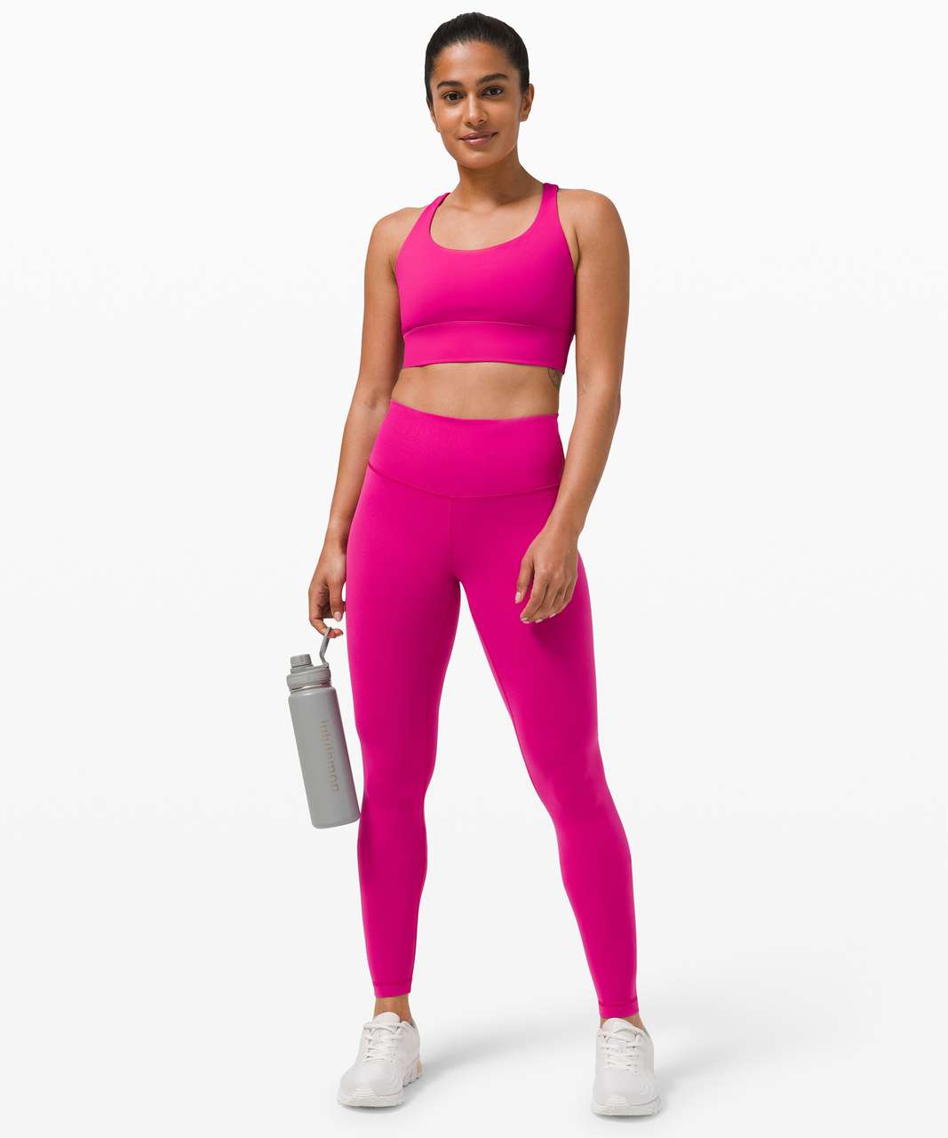 Women's Elite Active Rib Longline Sports Crop in Raspberry Sorbet