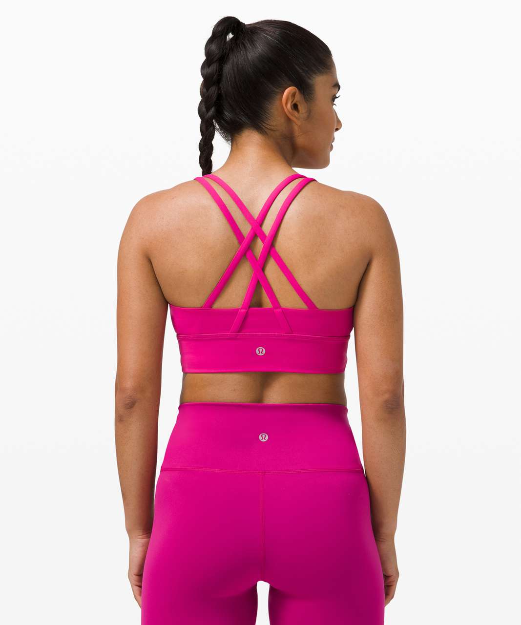 Lululemon Energy Bra High-Neck Longline Rib *Medium Support, B–D Cups - Pink  Bliss - lulu fanatics