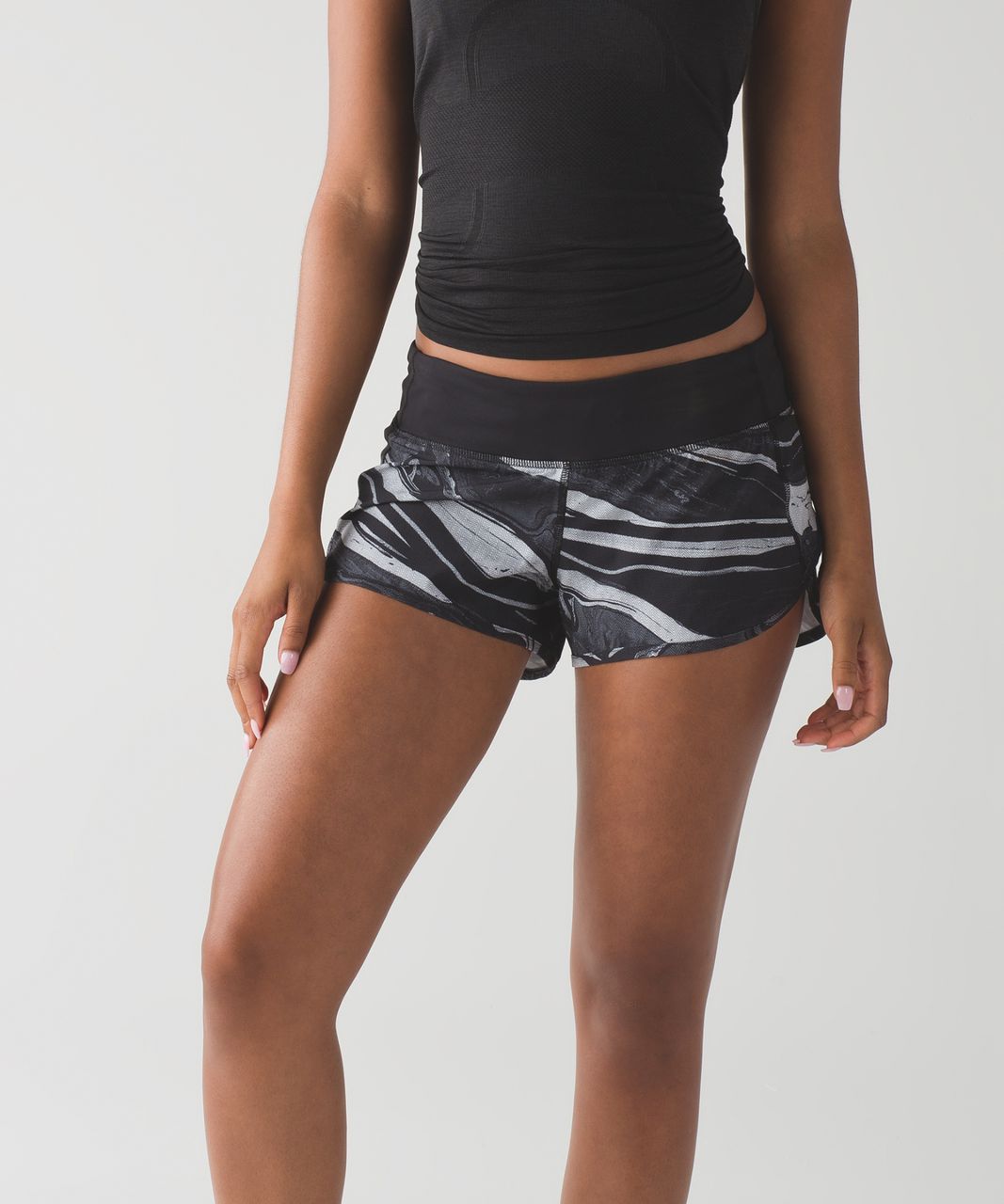 Lululemon Speed Short - Marbled Mix Speed Short White Black / Black