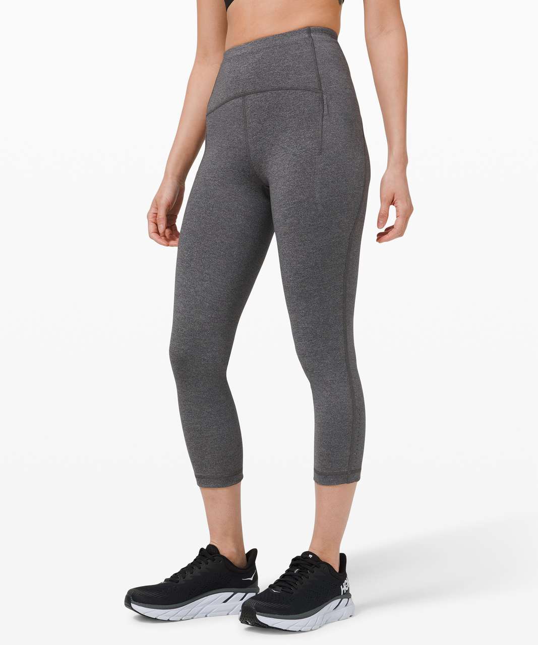 Lululemon Swift Speed High-Rise Crop 21 - Heathered Black - lulu