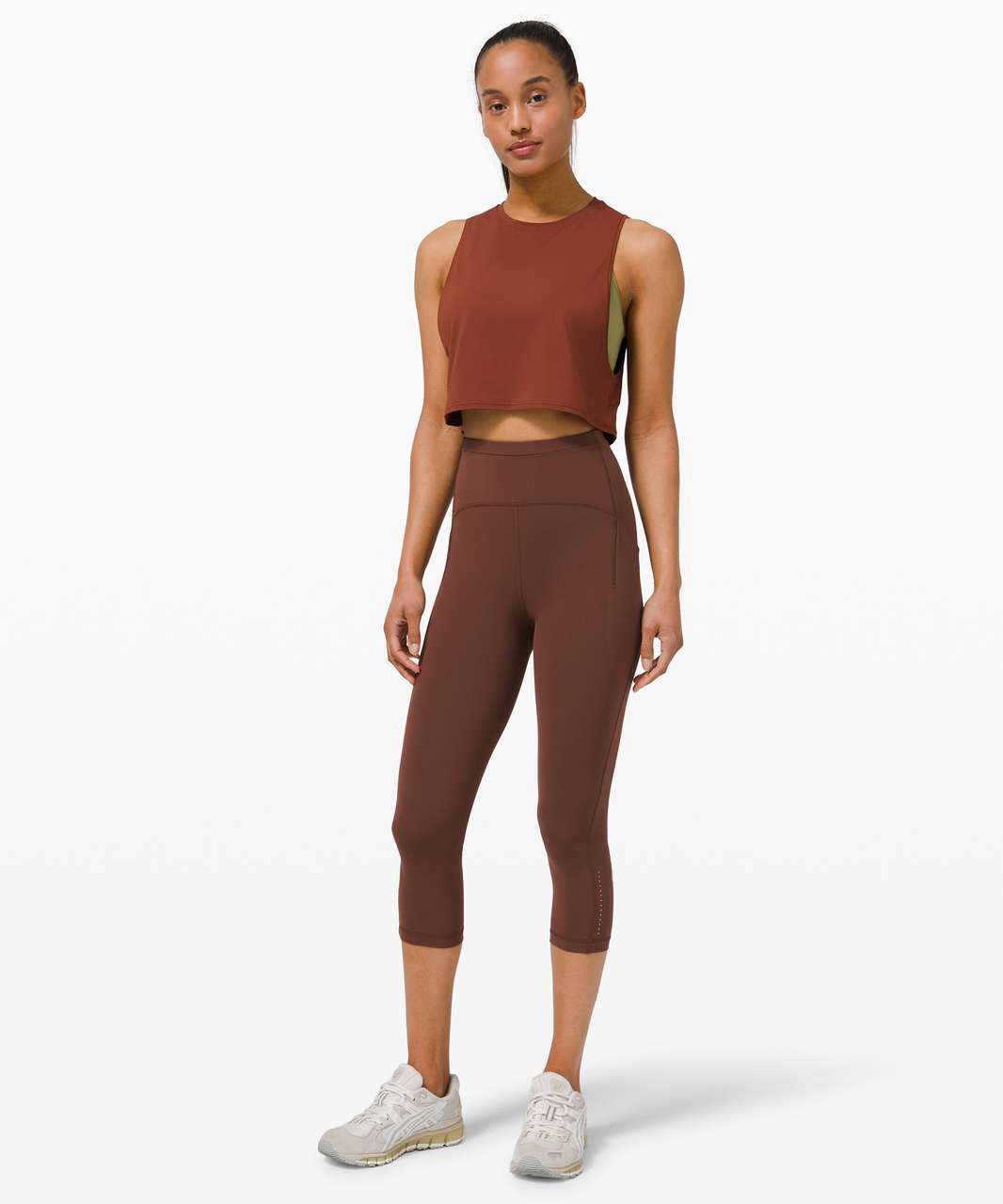 Lululemon Rulu™ Running Cropped 1/2 Zip - Dark Terracotta - lulu fanatics