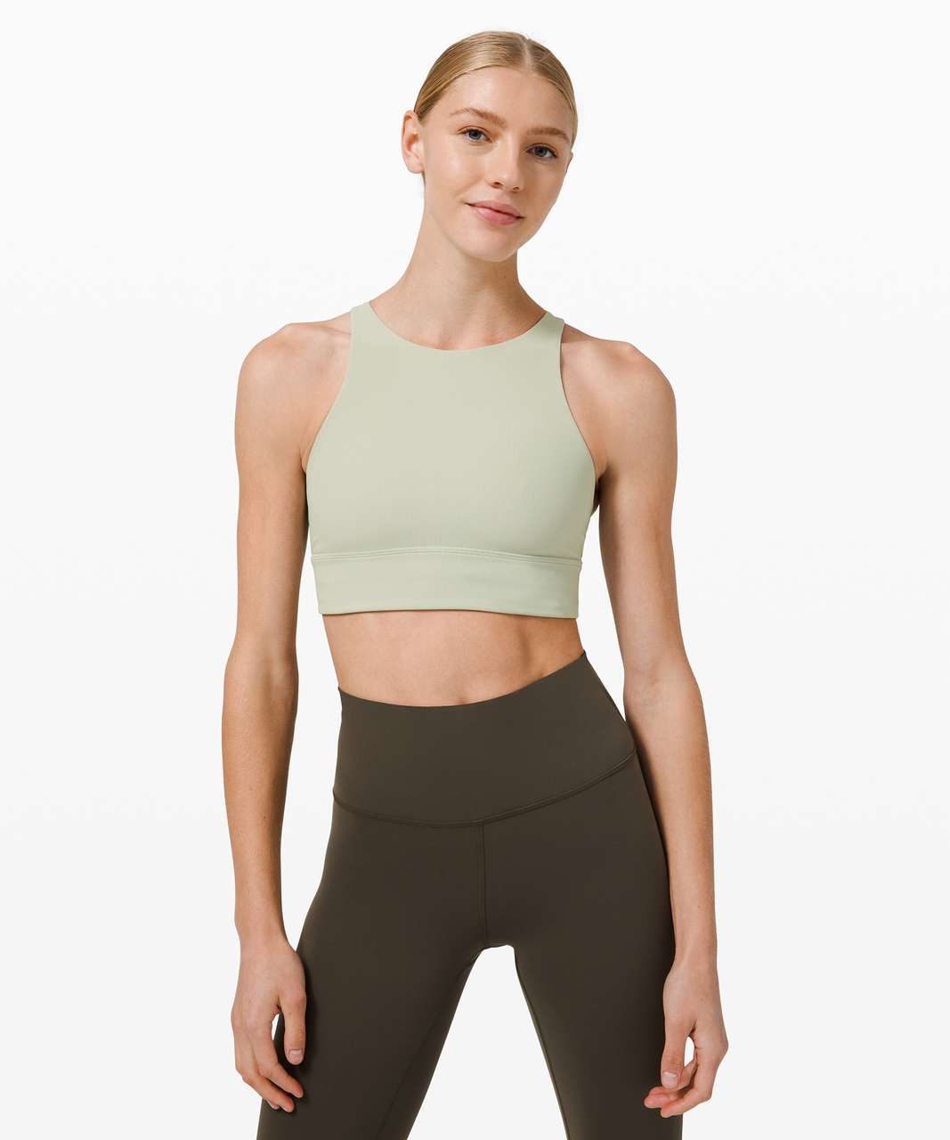 Lululemon Energy Longline Bra Ribbed Luxtreme *Medium Support, B–D Cups -  Rainforest Green - lulu fanatics