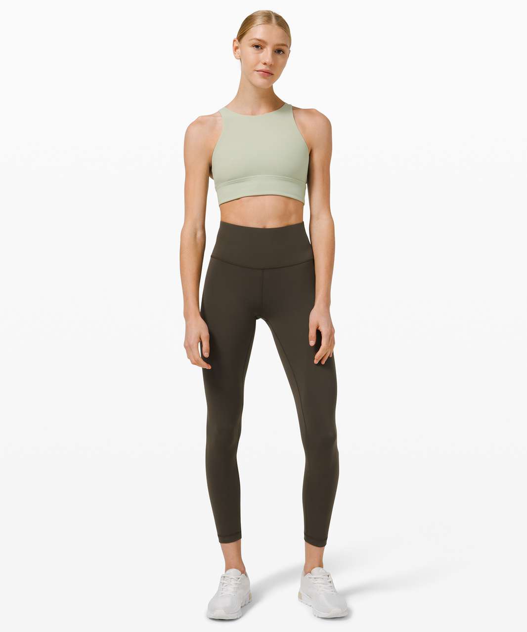 Lululemon Energy Bra High Neck Long Line Rib *Medium Support, B–D Cup - Green Fern