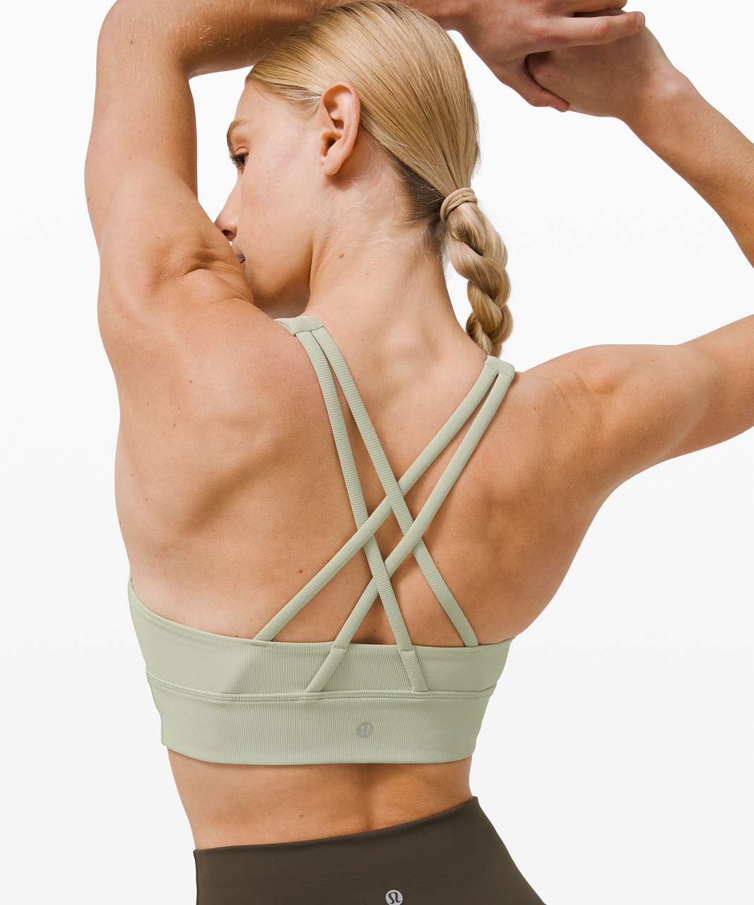 Lululemon Energy Bra High Neck Long Line Rib *Medium Support, B–D Cup - Green Fern