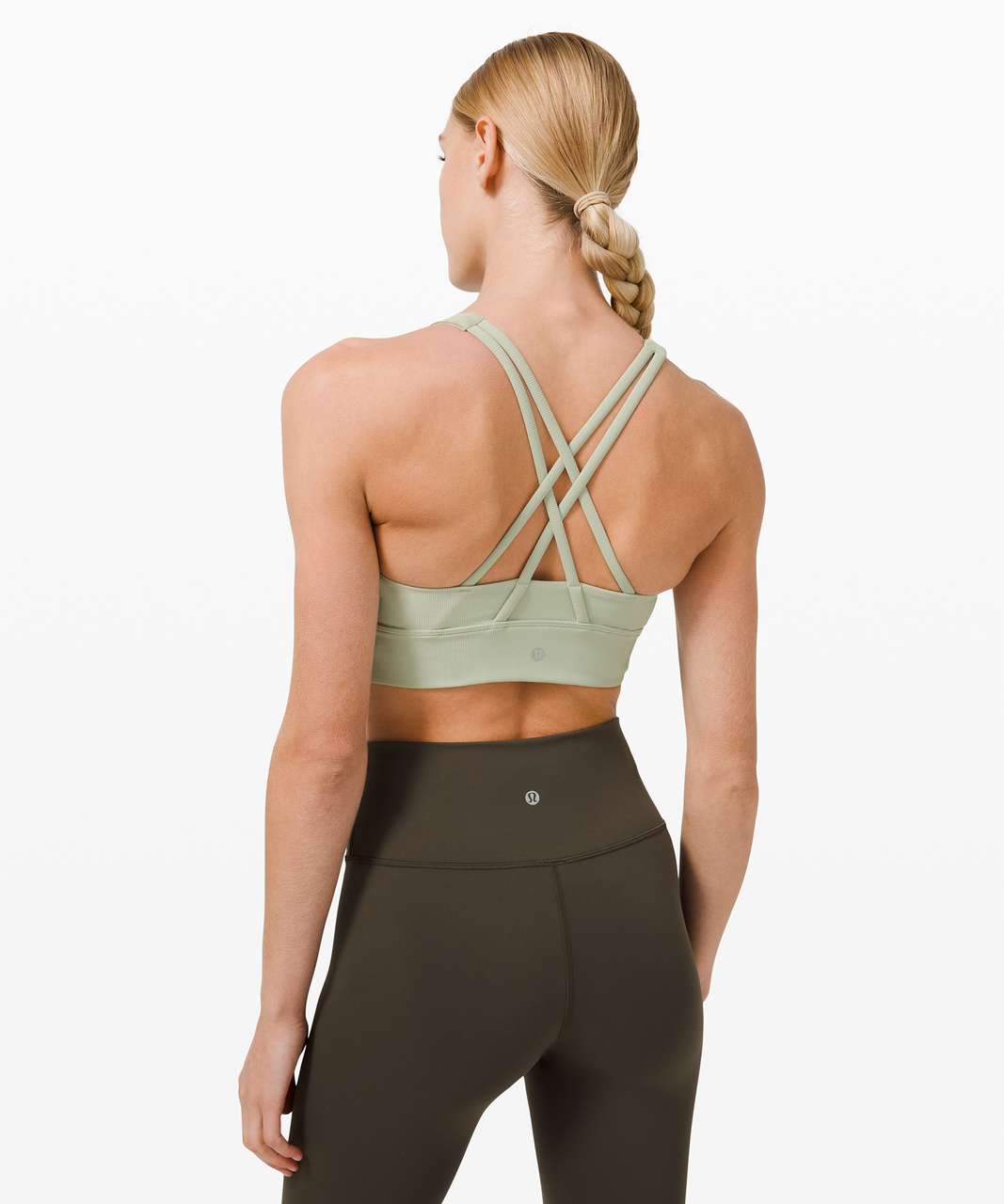 Lululemon Energy Bra High Neck Long Line Rib *Medium Support, B–D Cup - Green Fern