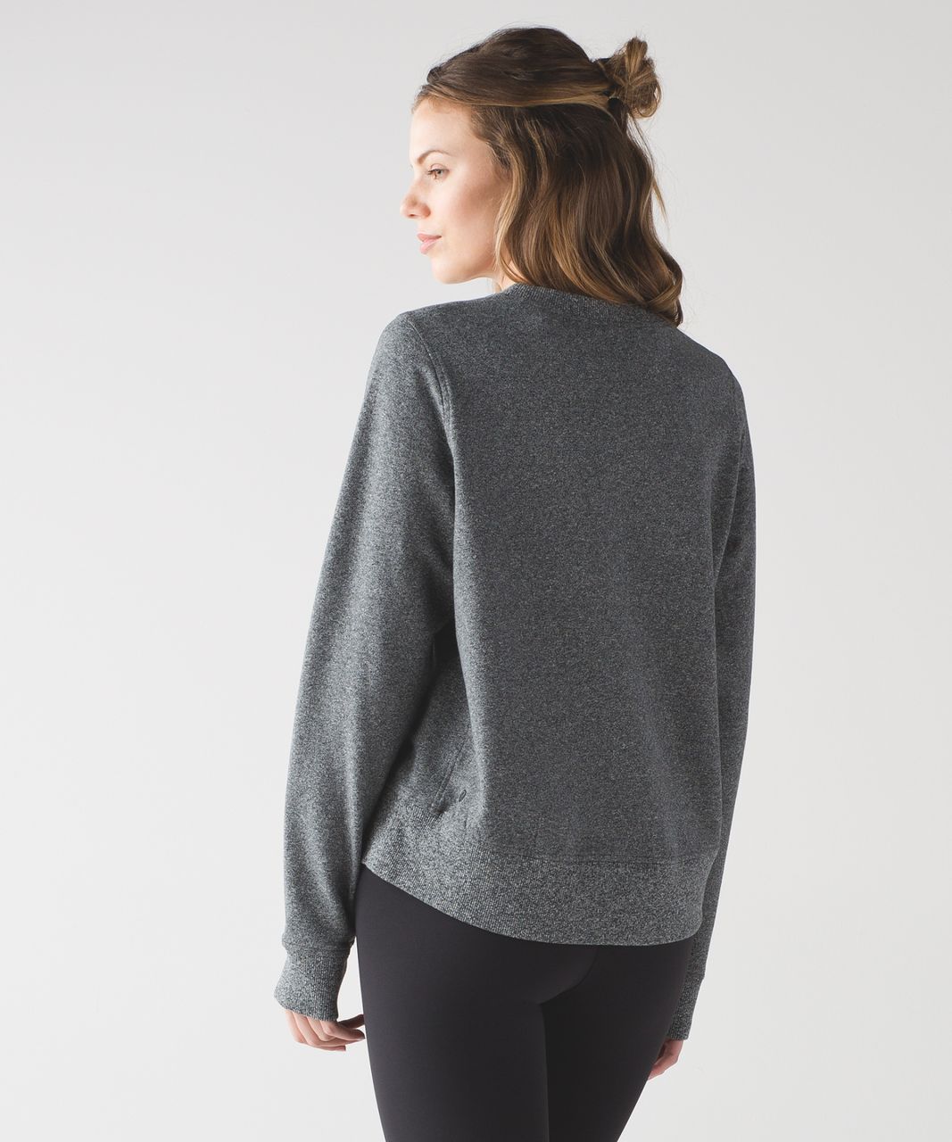 Lululemon Ribbed Funnel Neck Pullover - Heathered Black - lulu fanatics