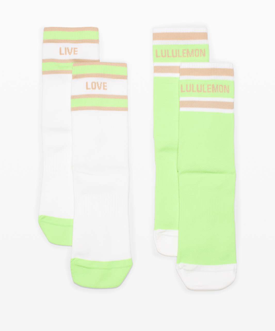 Lululemon Tale To Tell Quarter Sock *2 Pack - White / Neo Mint / Cafe Au Lait