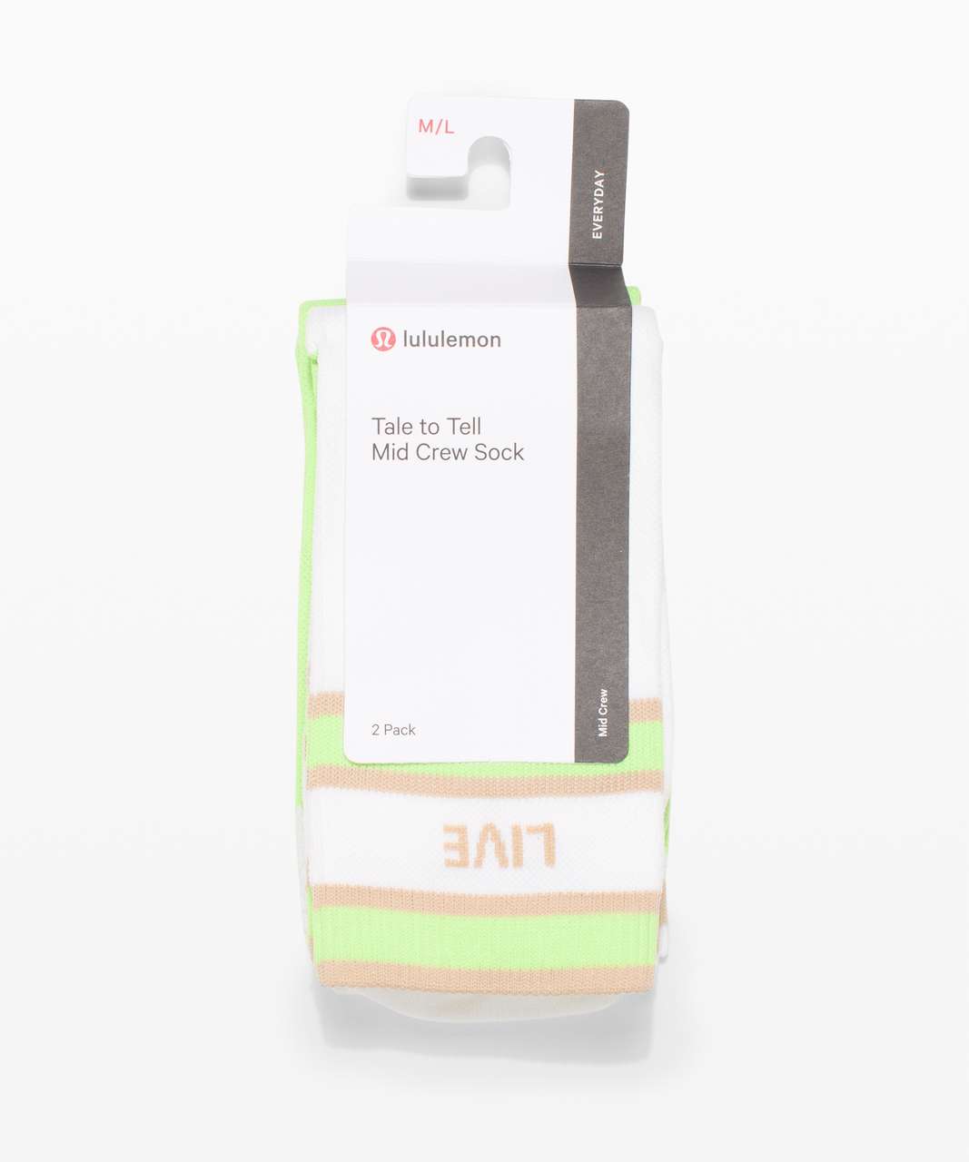 Lululemon Tale To Tell Quarter Sock *2 Pack - White / Neo Mint / Cafe Au Lait