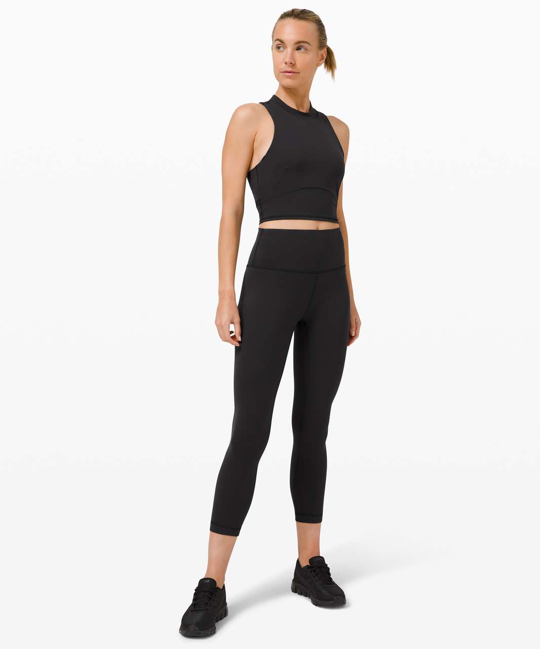 Lululemon Everlux and Mesh Cropped Tank - Black - lulu fanatics