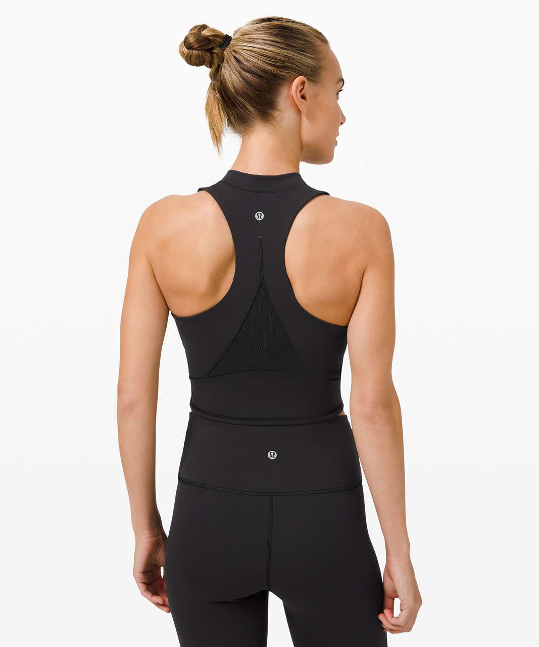 Lululemon Everlux and Mesh Cropped Tank - Black - lulu fanatics