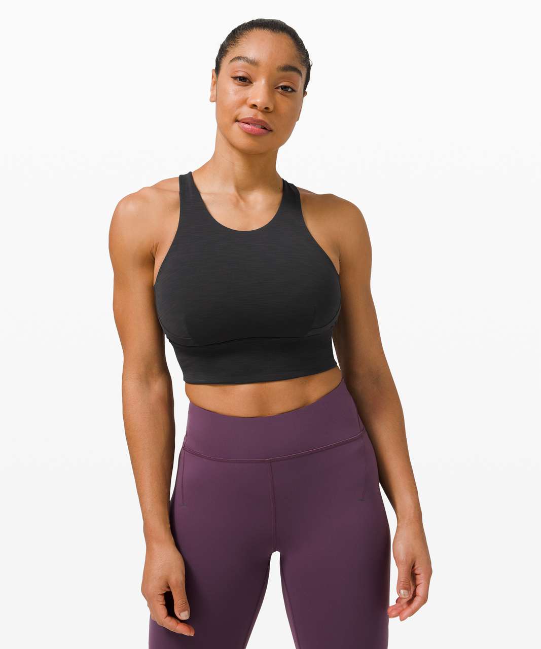 Lululemon Wunder Train Long-Line Bra *Medium Support, C/D Cups - Heathered  Black - lulu fanatics