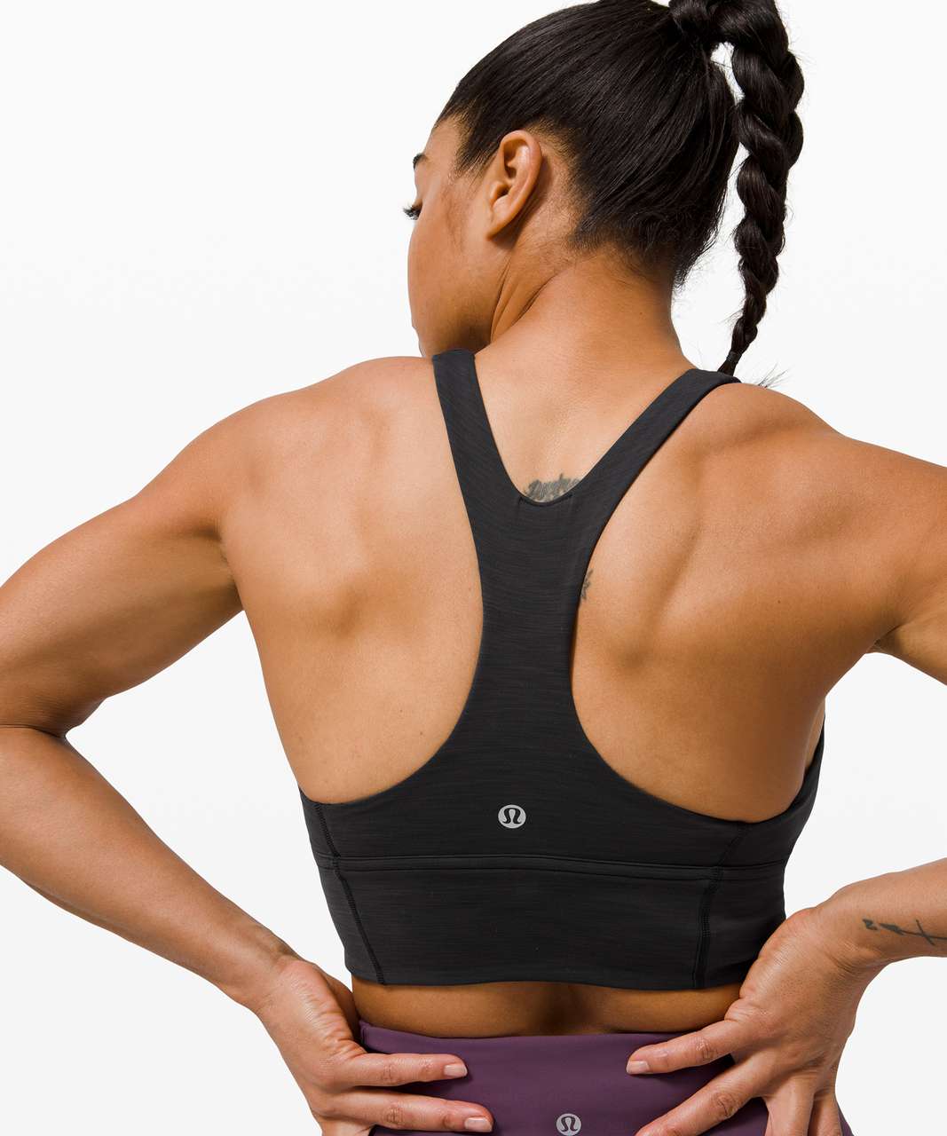 Black Wunder Train longline bra, lululemon