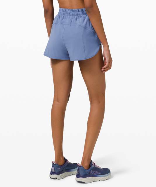 NEW Women Lululemon Track That High-Rise Lined Short 3 Icing Blue