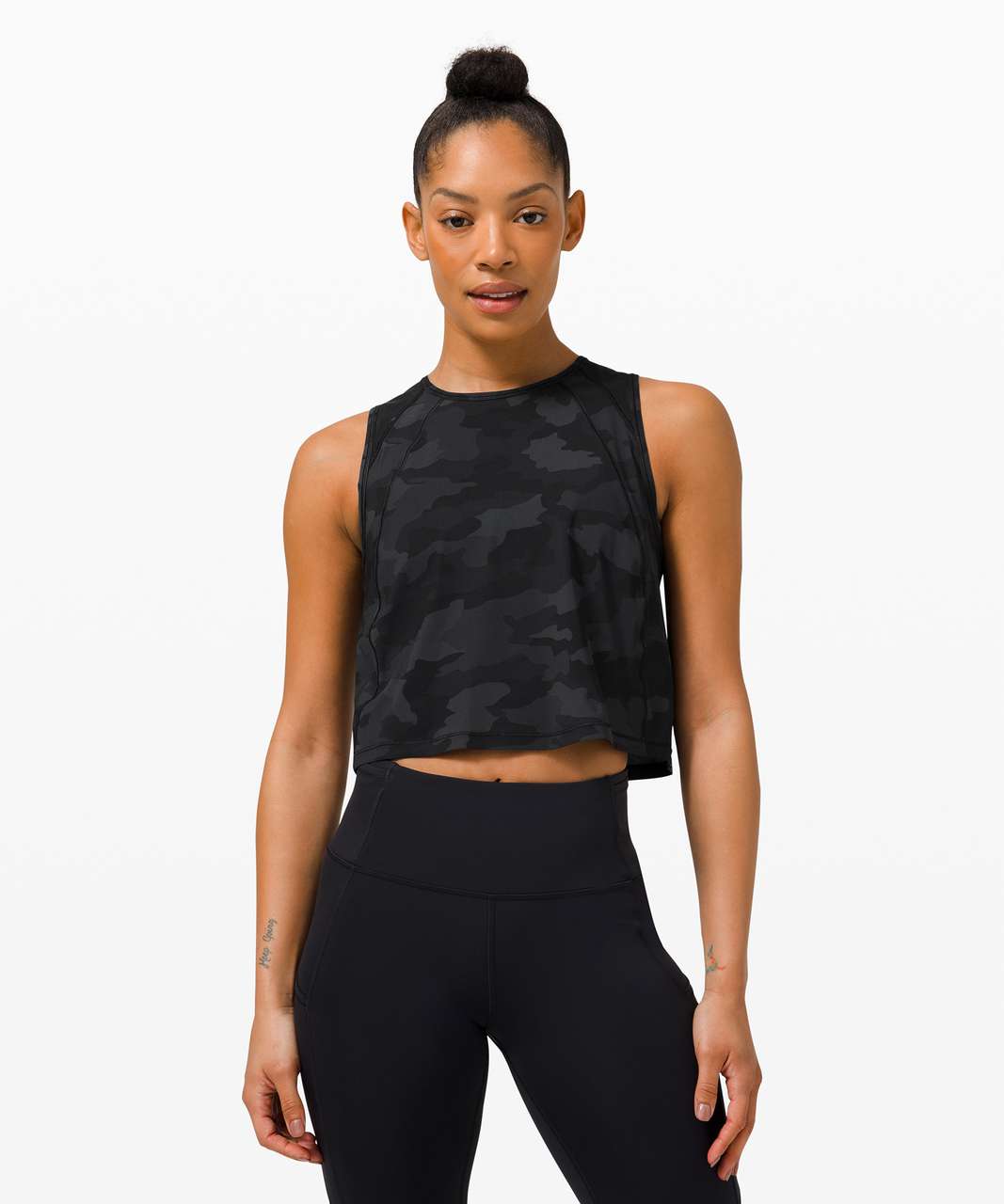 Lululemon Sculpt Tank *Cropped - Heritage 365 Camo Deep Coal Multi / Black  - lulu fanatics