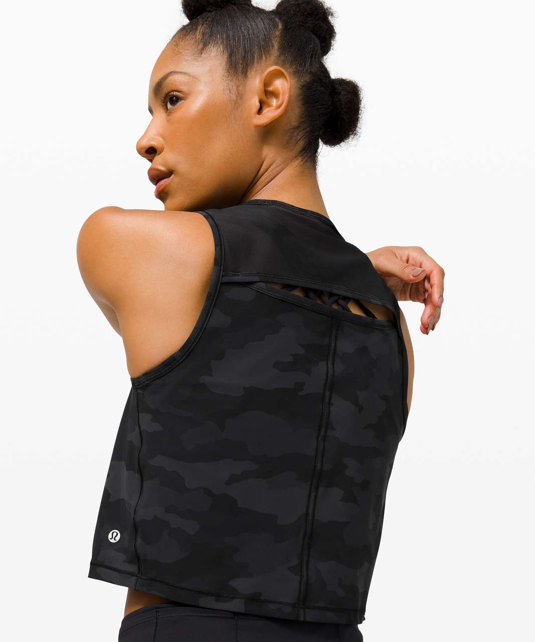 Lululemon Sculpt Tank *Cropped - Heritage 365 Camo Deep Coal Multi / Black  - lulu fanatics