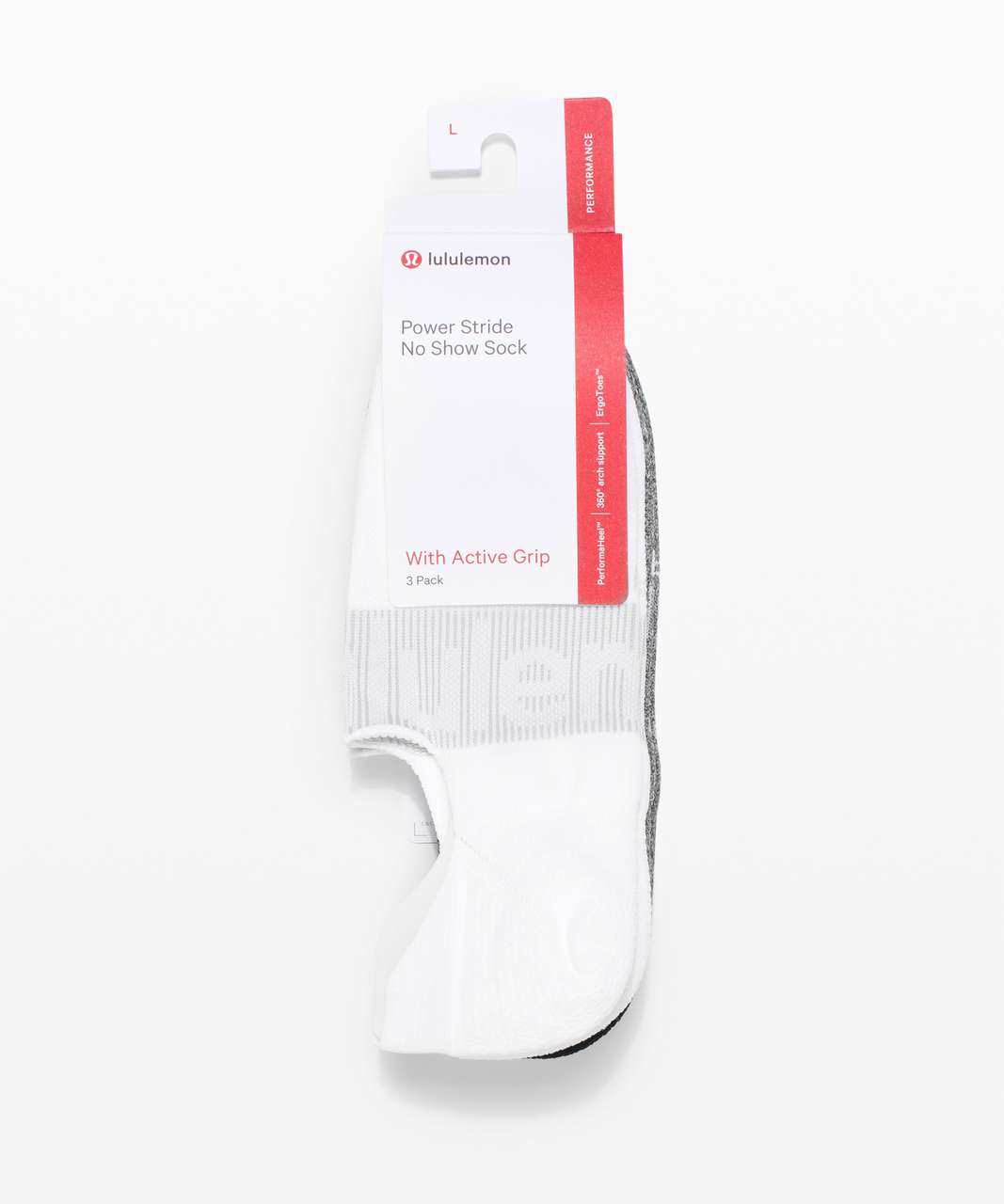 Lululemon Power Stride No-Show Sock with Active Grip *3 Pack - White / Heather Grey / Black