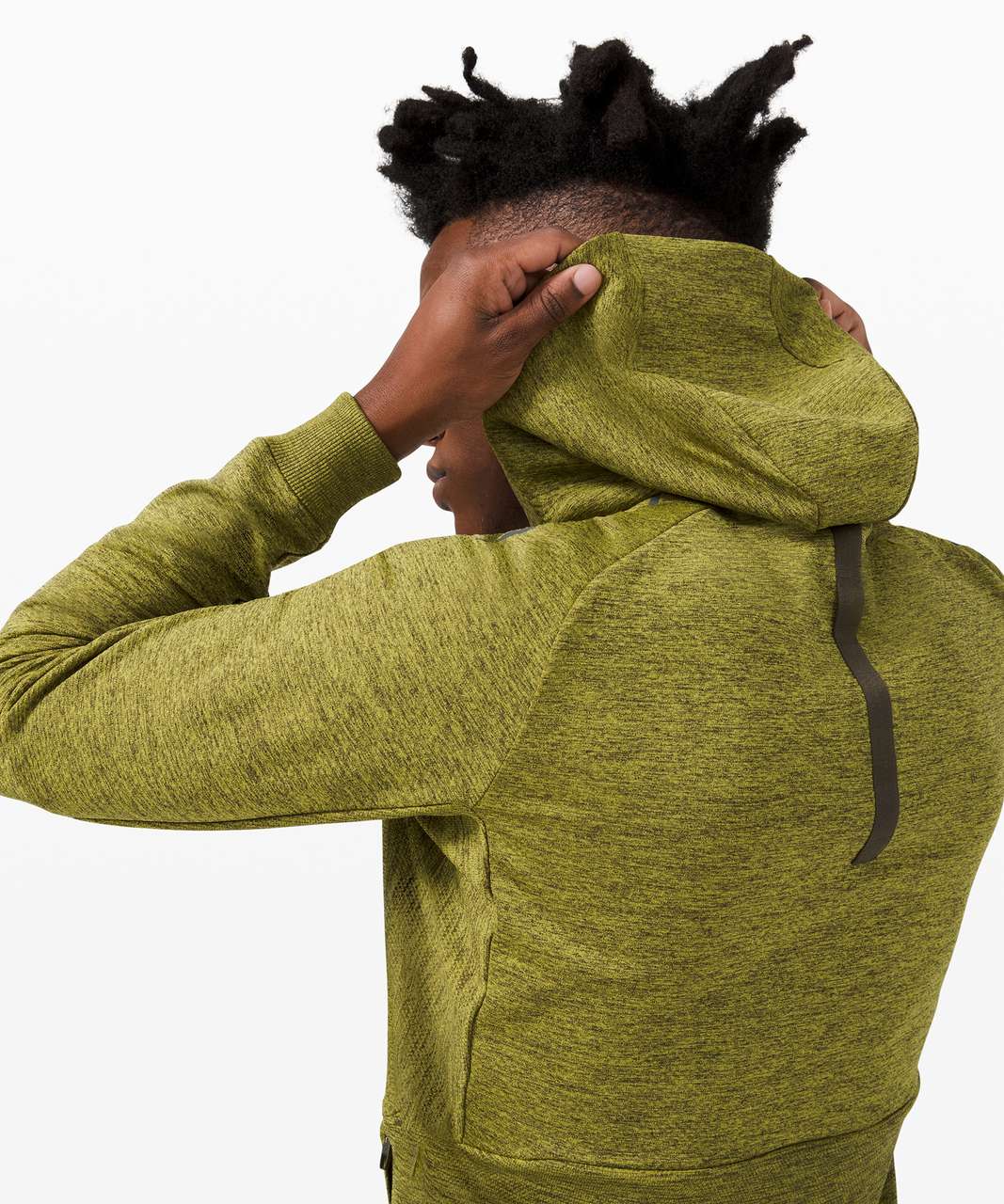 Lululemon Textured Tech Hoodie - Dark Olive / Yellow Serpentine