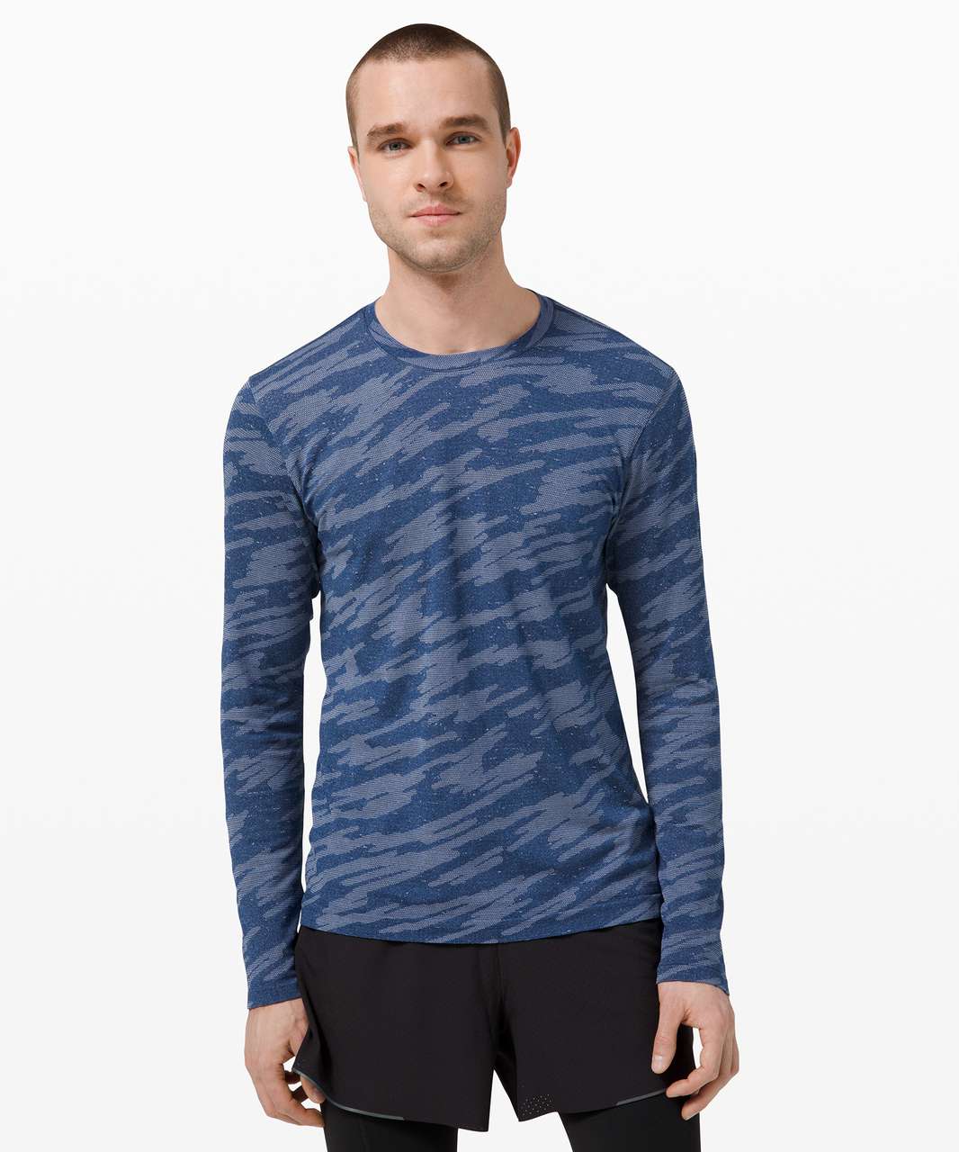 Lululemon Metal Vent Breathe Long Sleeve - Scatter Surface Tempest Blue / Midnight Shadow