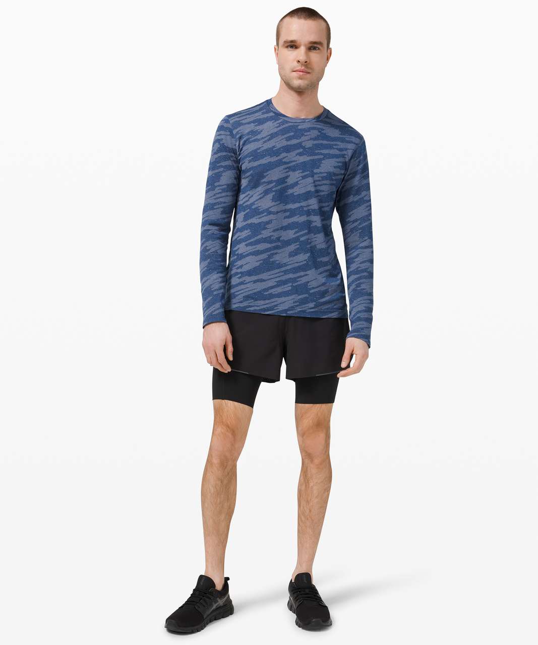 Lululemon Metal Vent Breathe Long Sleeve - Scatter Surface Tempest Blue / Midnight Shadow