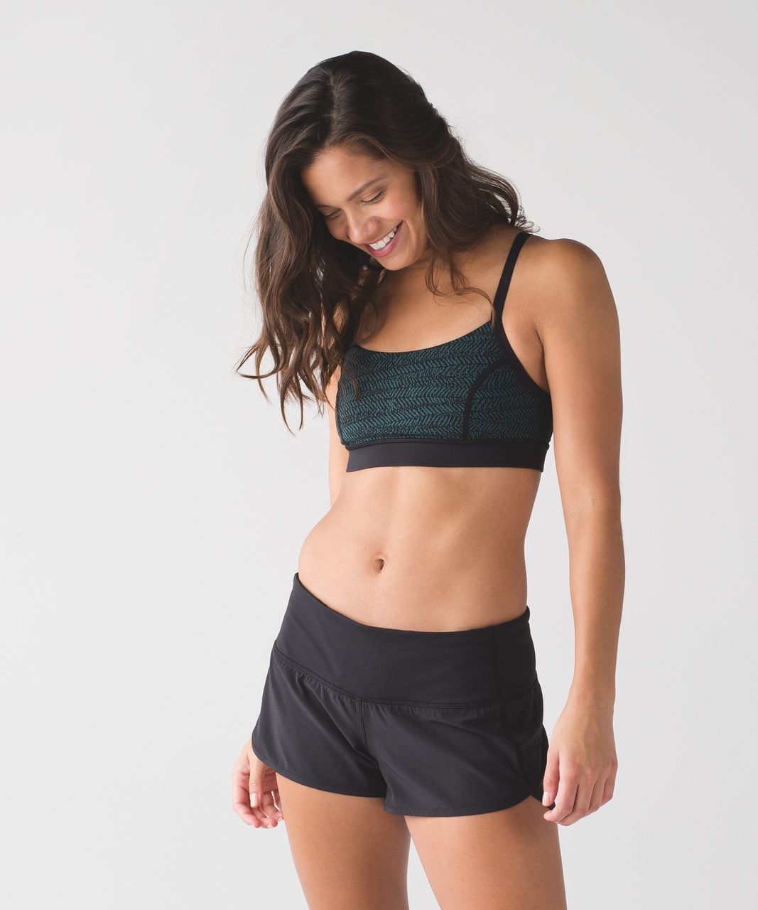 Lululemon Rise and Run Bra - Mini Trax Deep Green Black / Black