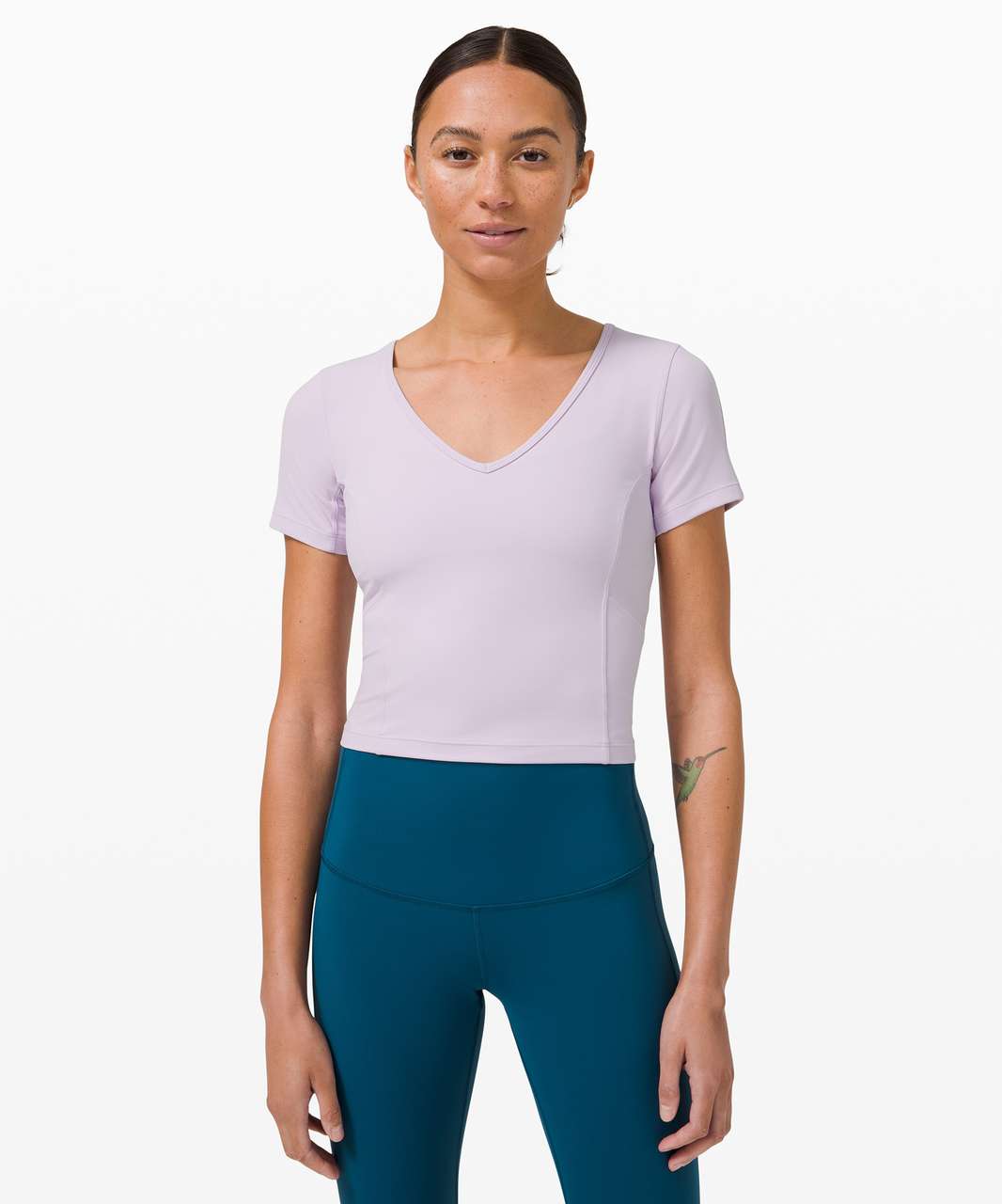 Lululemon Nulu Cropped Slim Yoga Short Sleeve - Lavender Dew - lulu fanatics