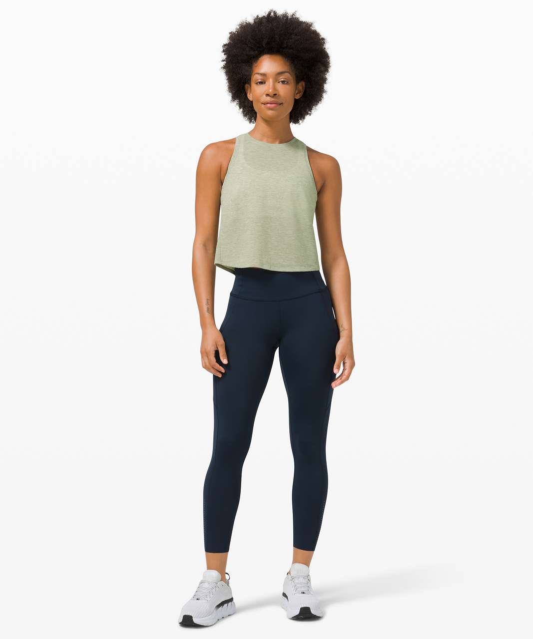 Lululemon Run and Train Racerback Tank - Heathered Rosemary Green