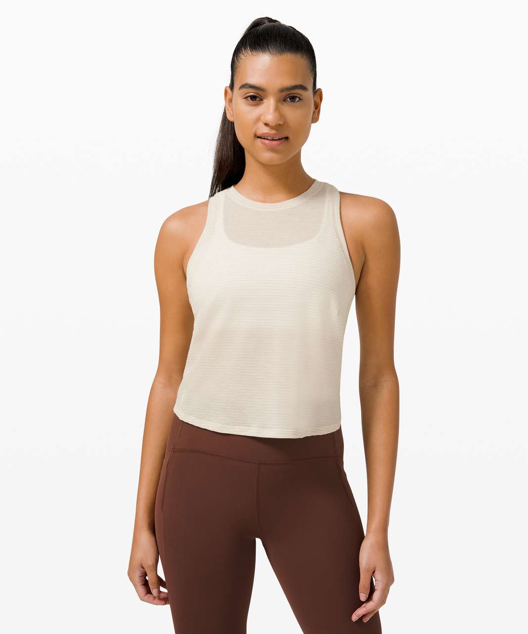 Lululemon Run and Train Racerback Tank - Heathered White Opal