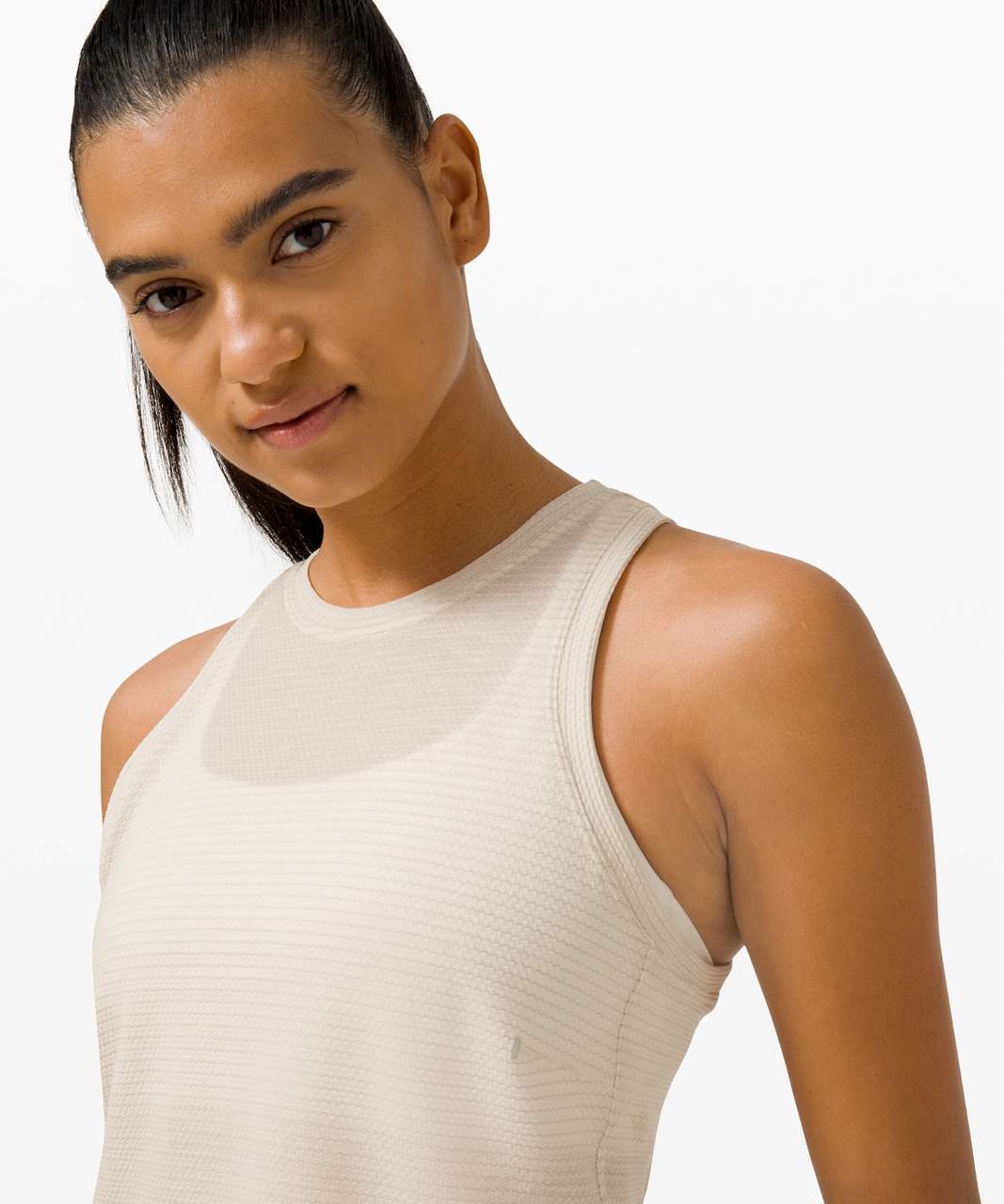 Lululemon Run and Train Racerback Tank - Heathered White Opal