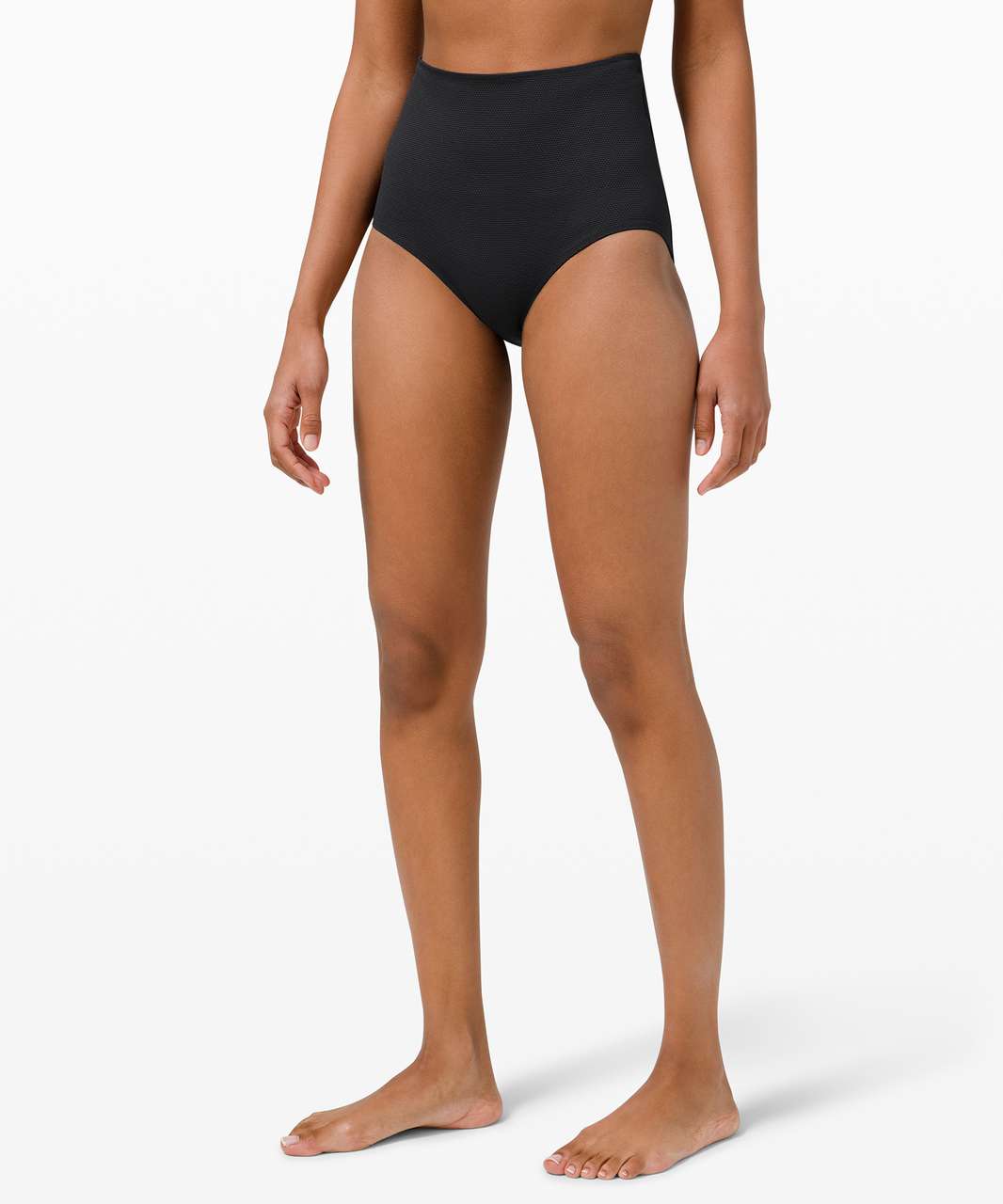 Lululemon Waterside Honeycomb Swim Bottom *High Waist, Full Coverage -  Black - lulu fanatics