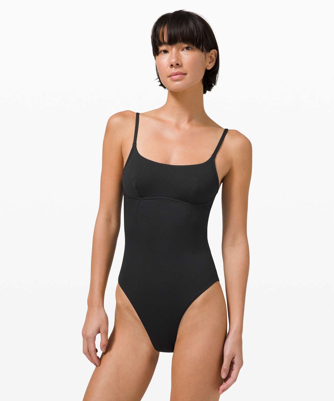 Lululemon Waterside Honeycomb Swim Bottom *High Waist, Full Coverage -  Black - lulu fanatics