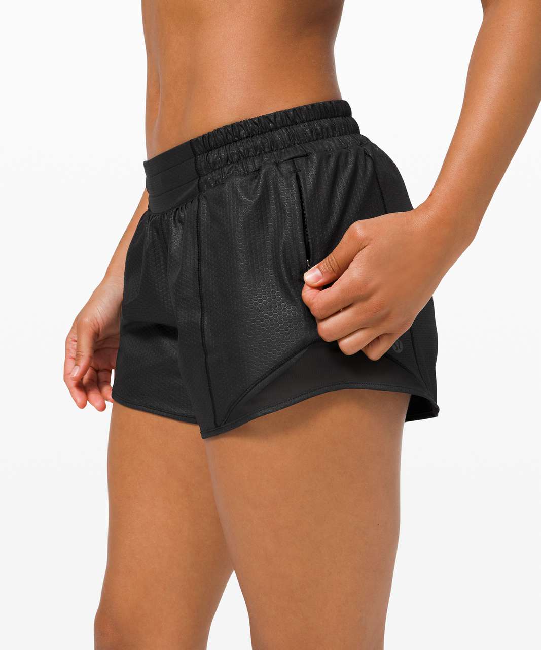 Lululemon Hotty Hot Short II Long 4" *Emboss - Honeycomb Emboss Black