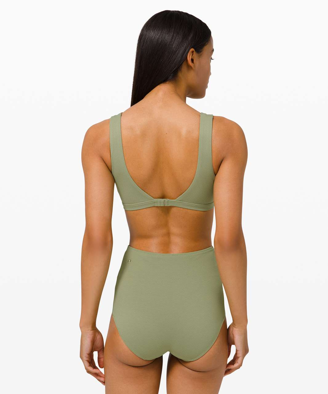 Lululemon Waterside Honeycomb V Swim Top *C/D Cups - Rosemary Green