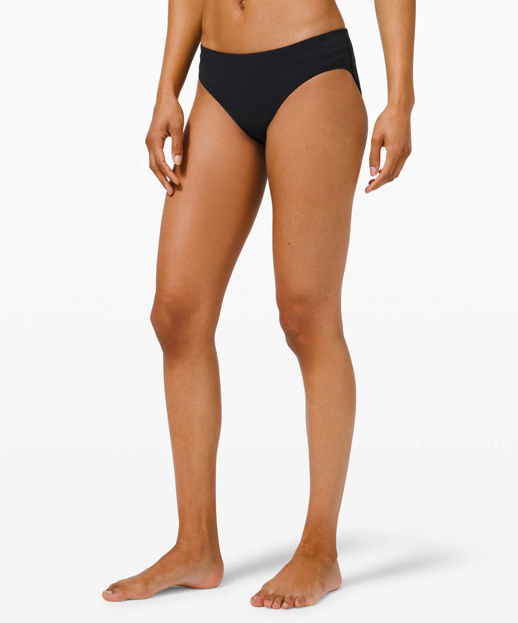 SOLID Mid Waist Bikini Bottom - Black